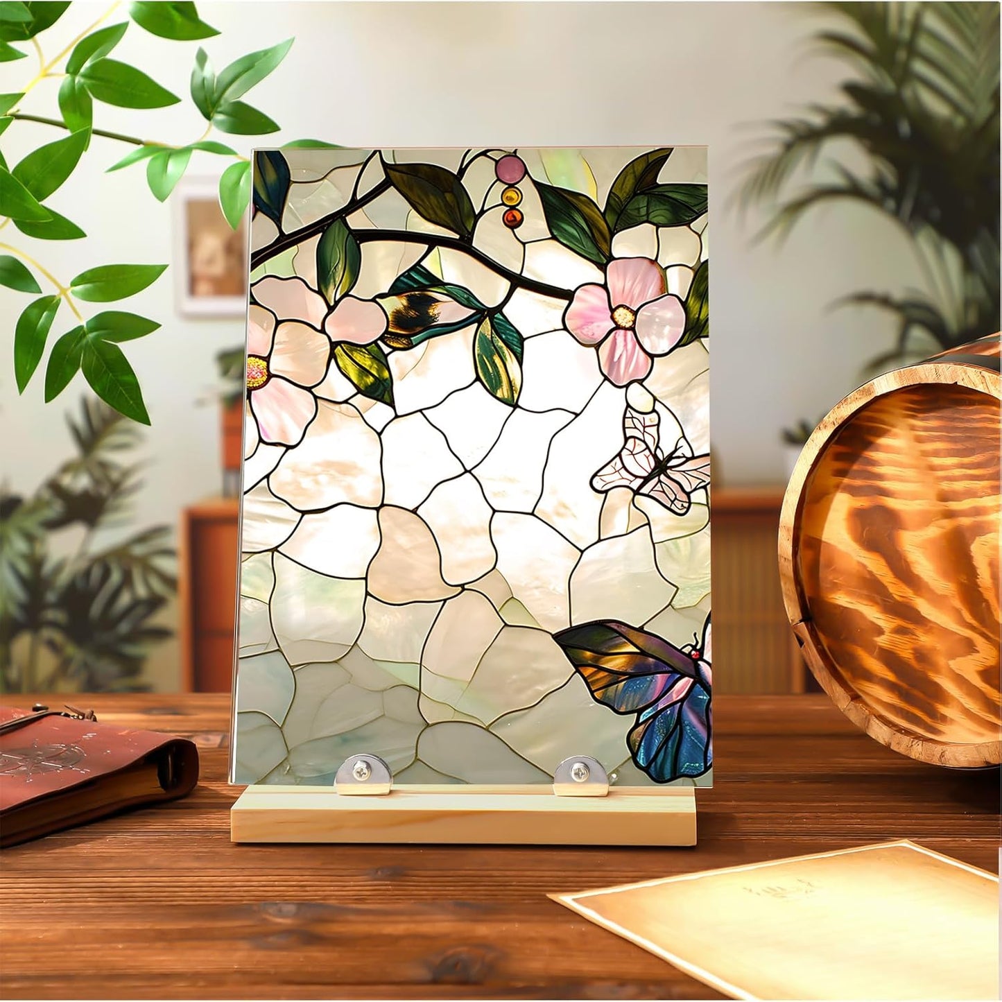 Ceramic Tiles / Wood Color / Wood and Metal / Set of 2