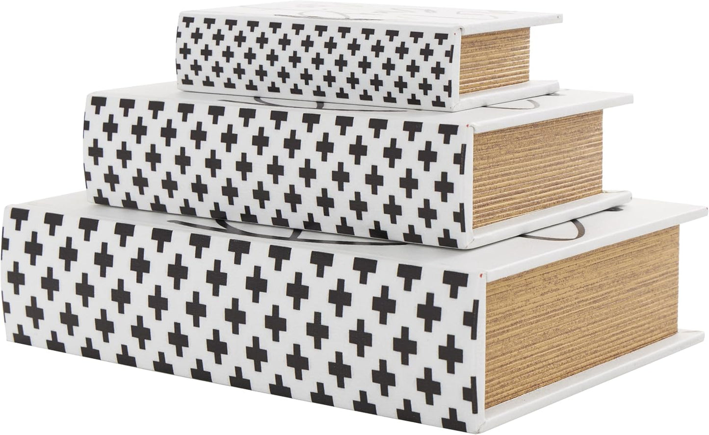 Love Faux Storage Book Book Shaped Boxes / White / 10.65", 8", 6"H