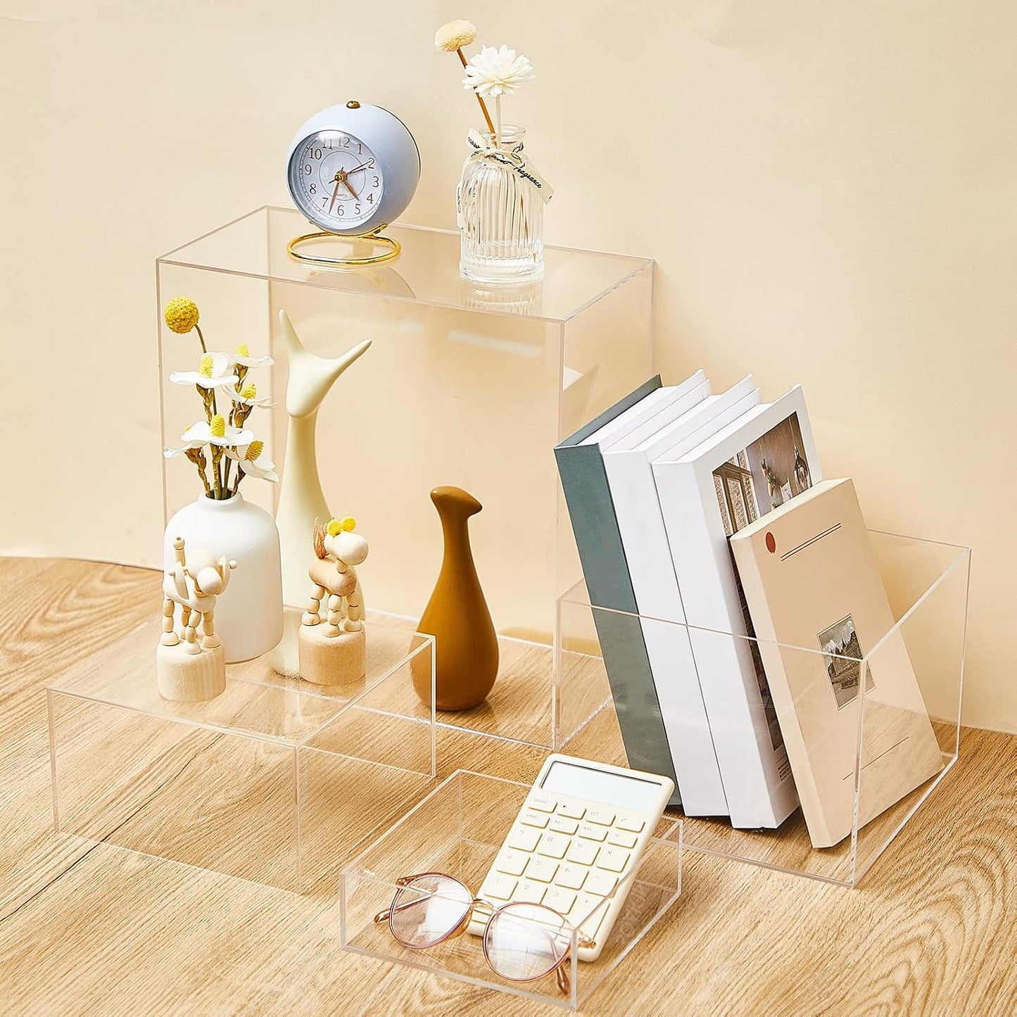 Acrylic Buffet Risers Stands for Food Display Cubes Box / Clear / 6 To 11 Inch / Square / 11 Inch