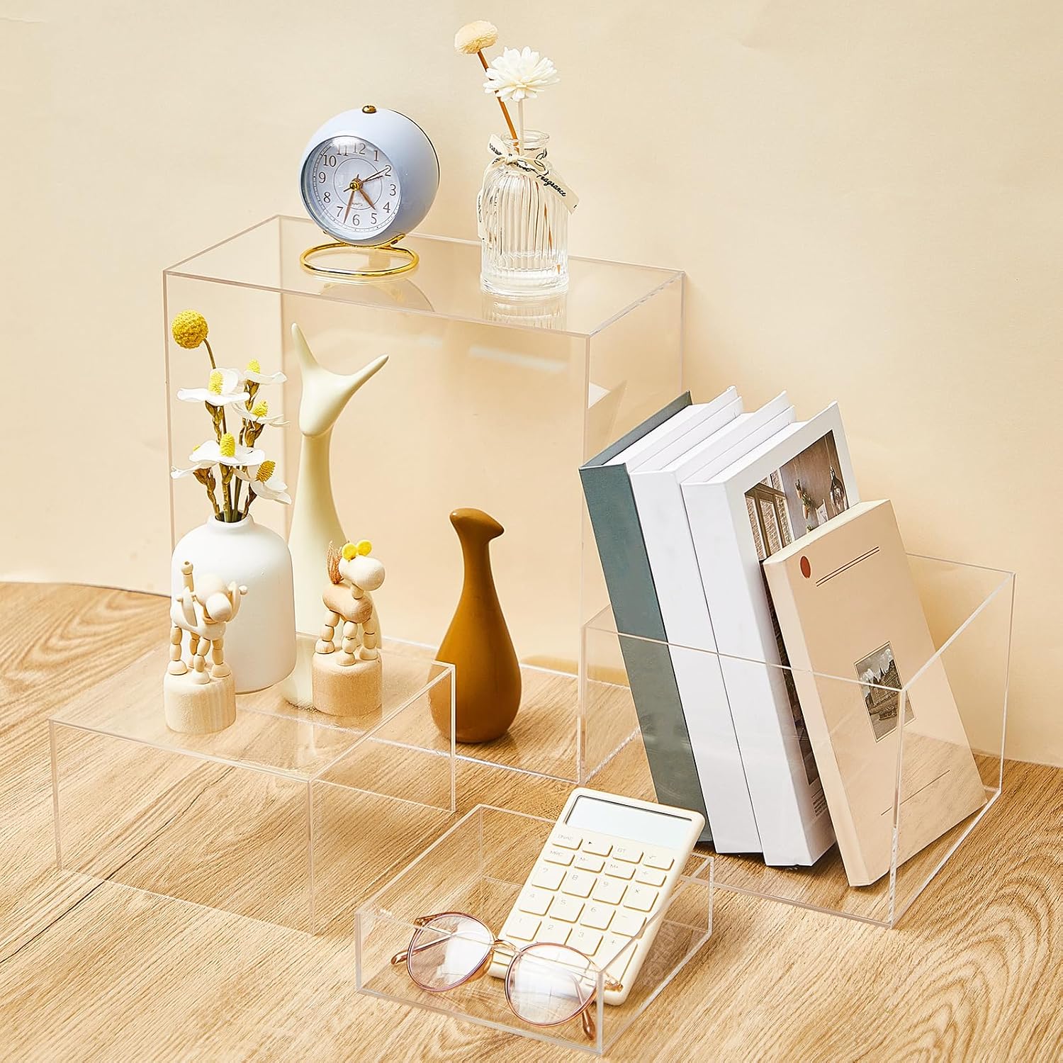 Acrylic Buffet Risers Stands for Food Display Cubes Box / Clear / 6 To 11 Inch / Square / 11 Inch