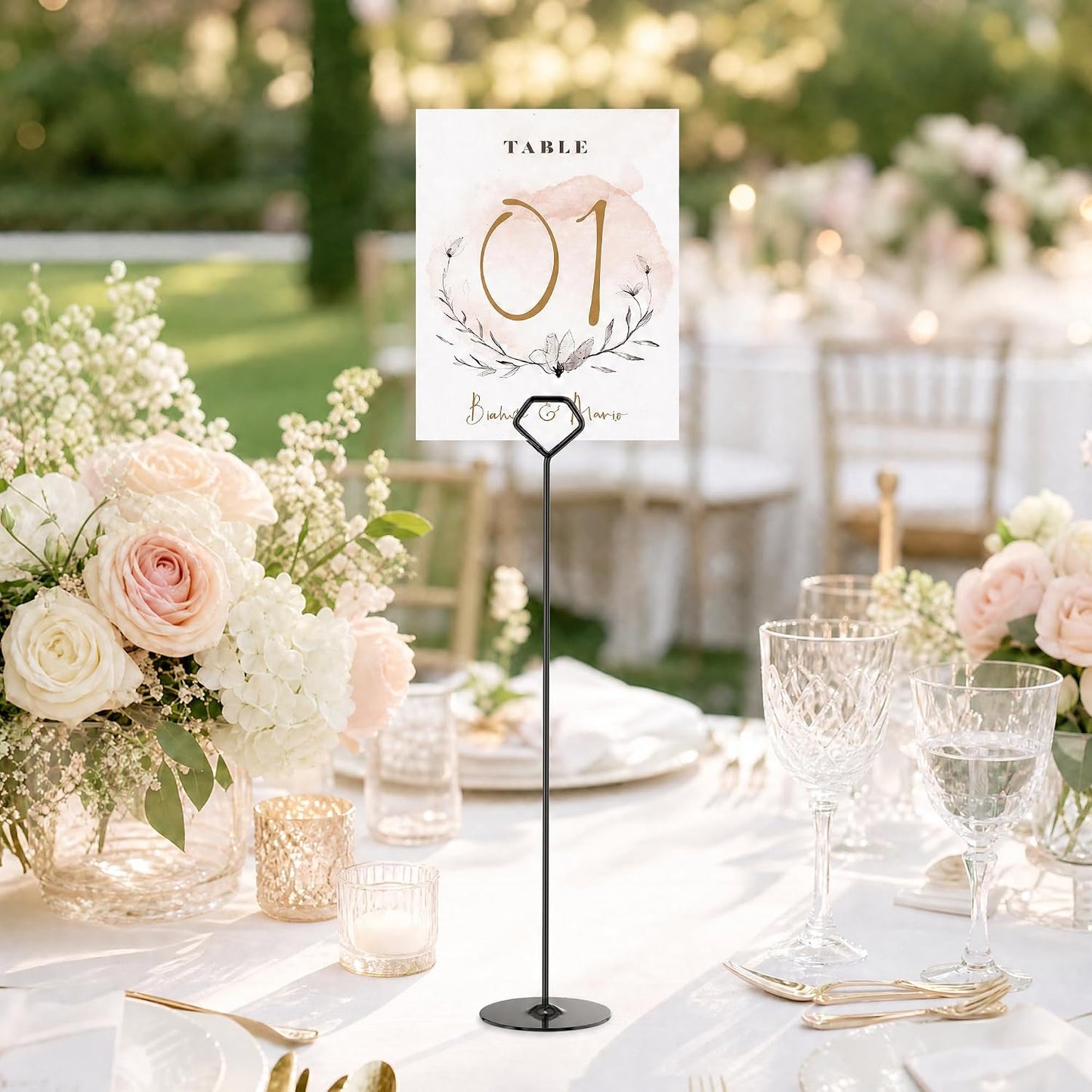 Urban Deco 16PK Table Number Holders 12 Inches Place Card Holder Metal Table Card Holders, Picture Holders For Tables