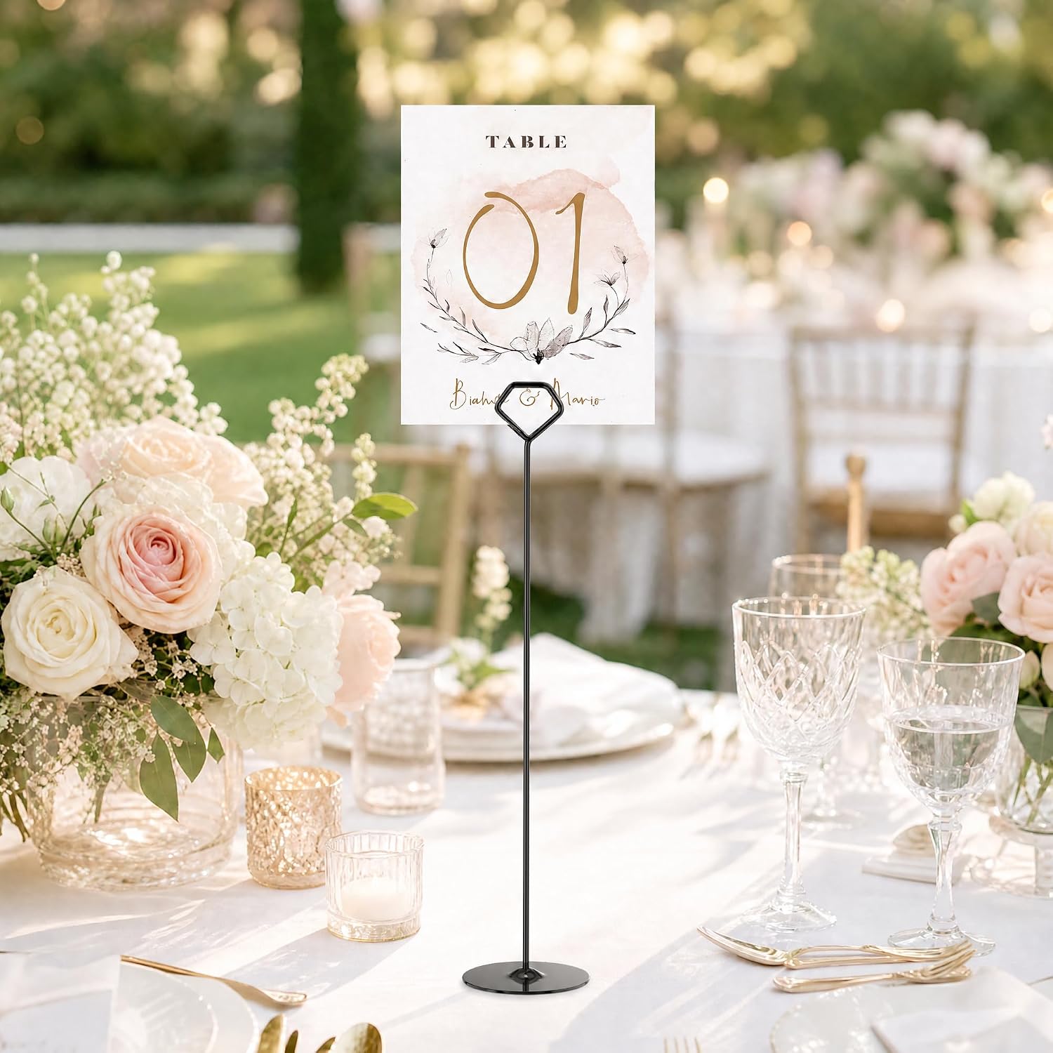 Urban Deco 16PK Table Number Holders 12 Inches Place Card Holder Metal Table Card Holders, Picture Holders For Tables