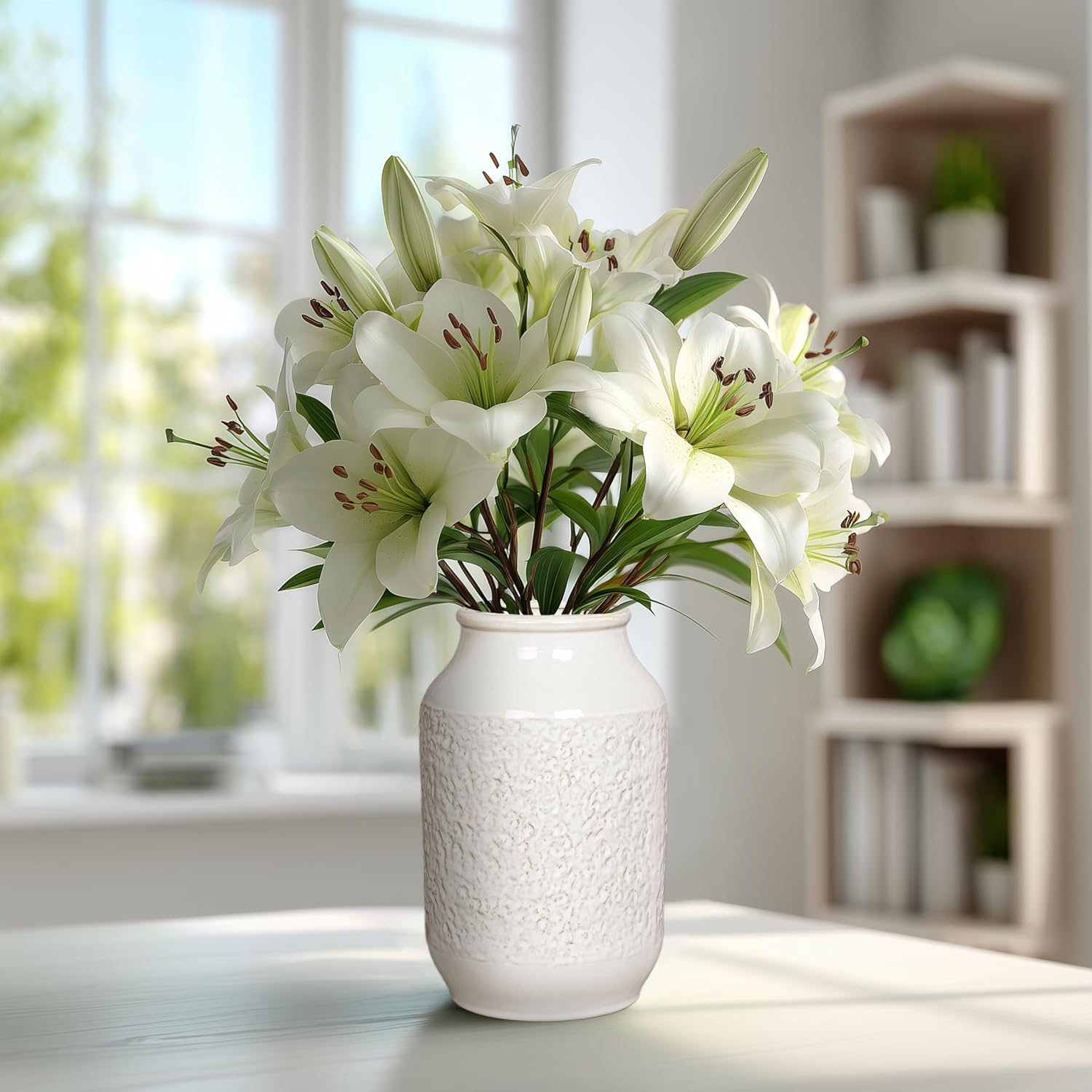 White Ceramic Vase / Modern White / 9 Inch