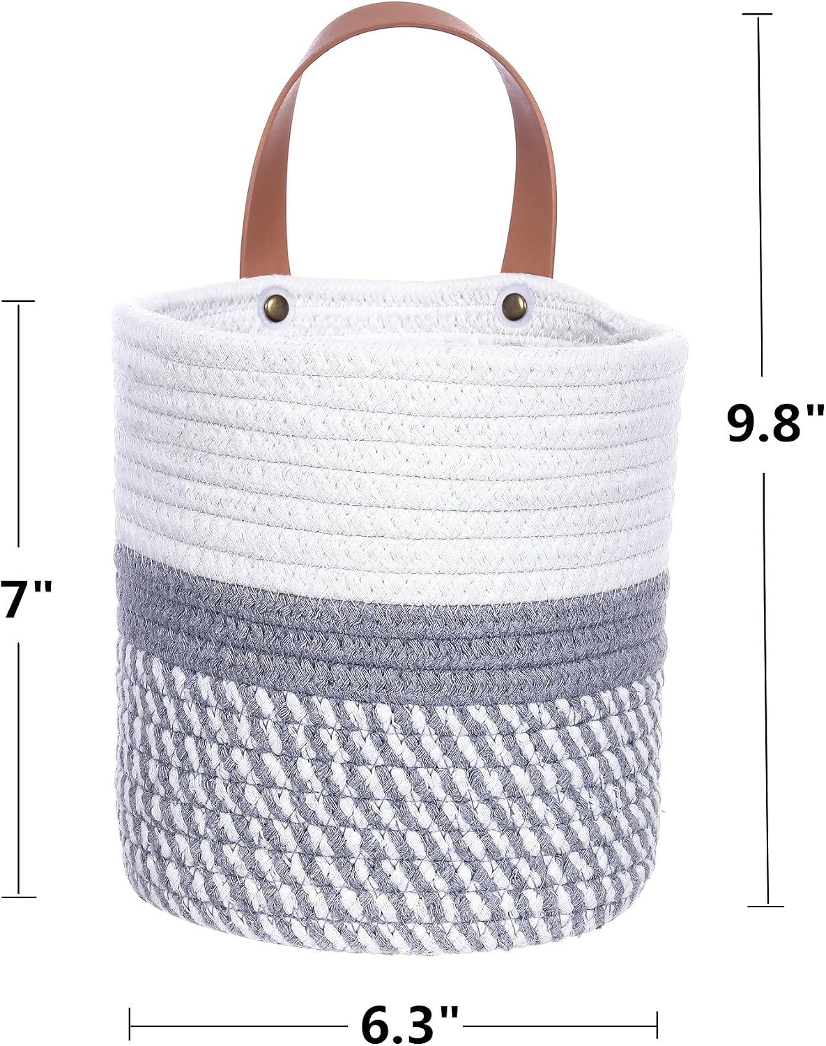 Small Woven Hanging Baskets for Organizing / White & Grey