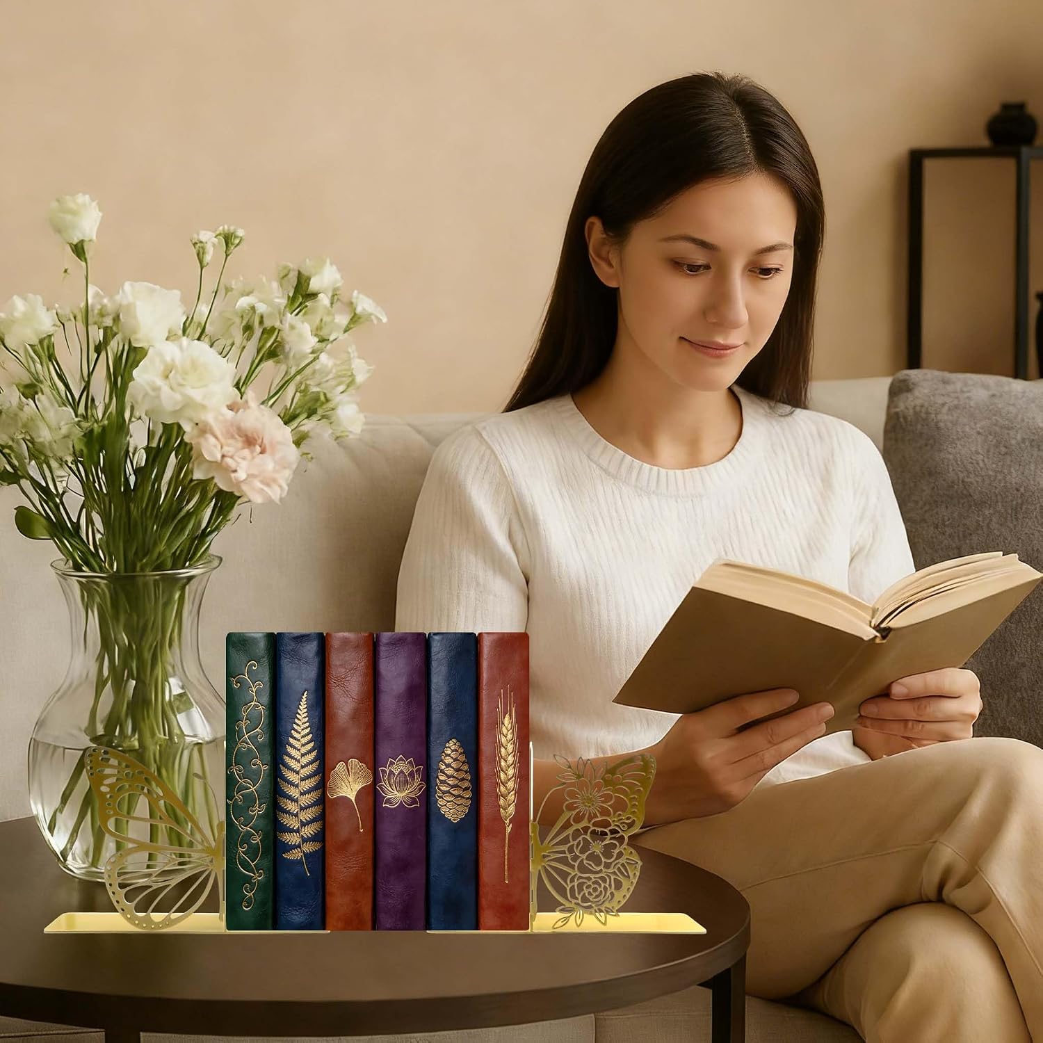 Modern Gold Bookends / Gold Butterfly