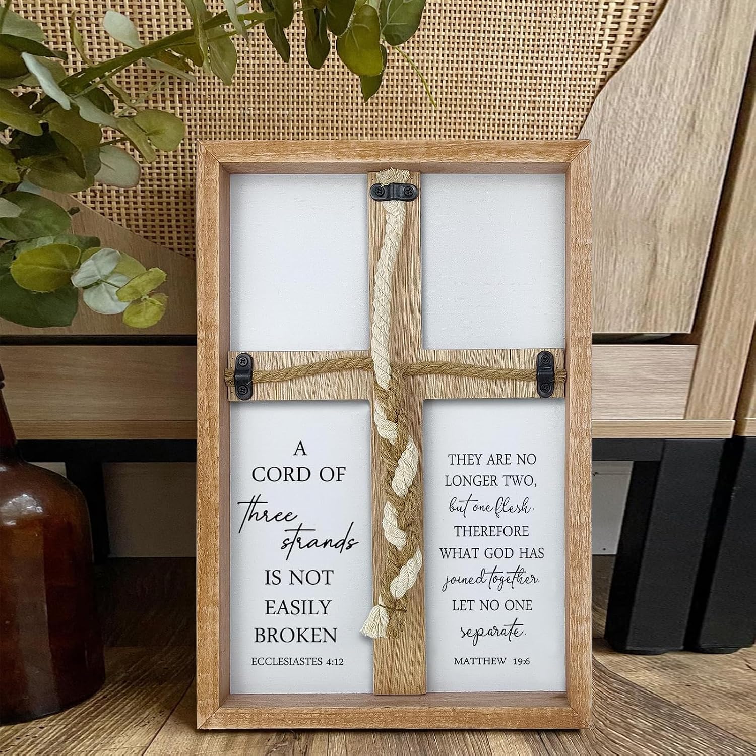 Braid Knot Rope Frame Wall Decor for Unity Ceremony / 15 x 10 / Wood