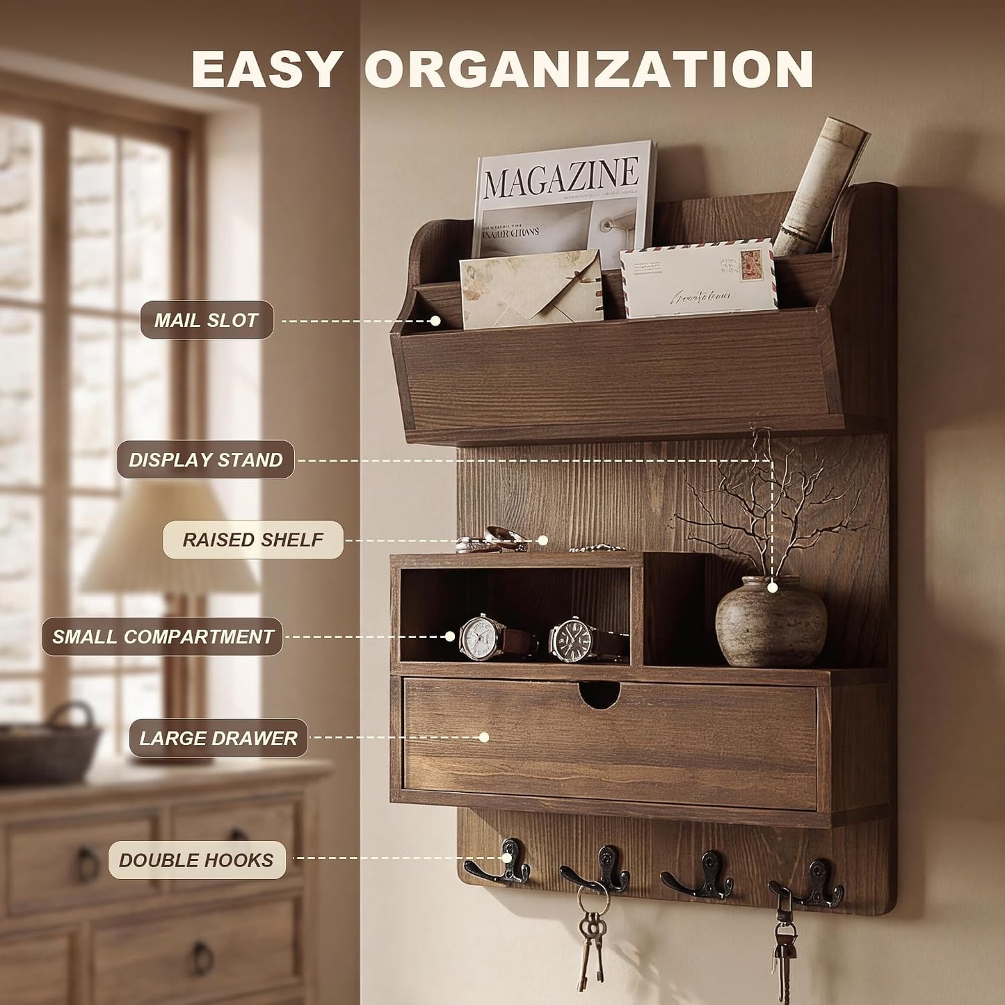 Farmhouse Key Holder / Brown