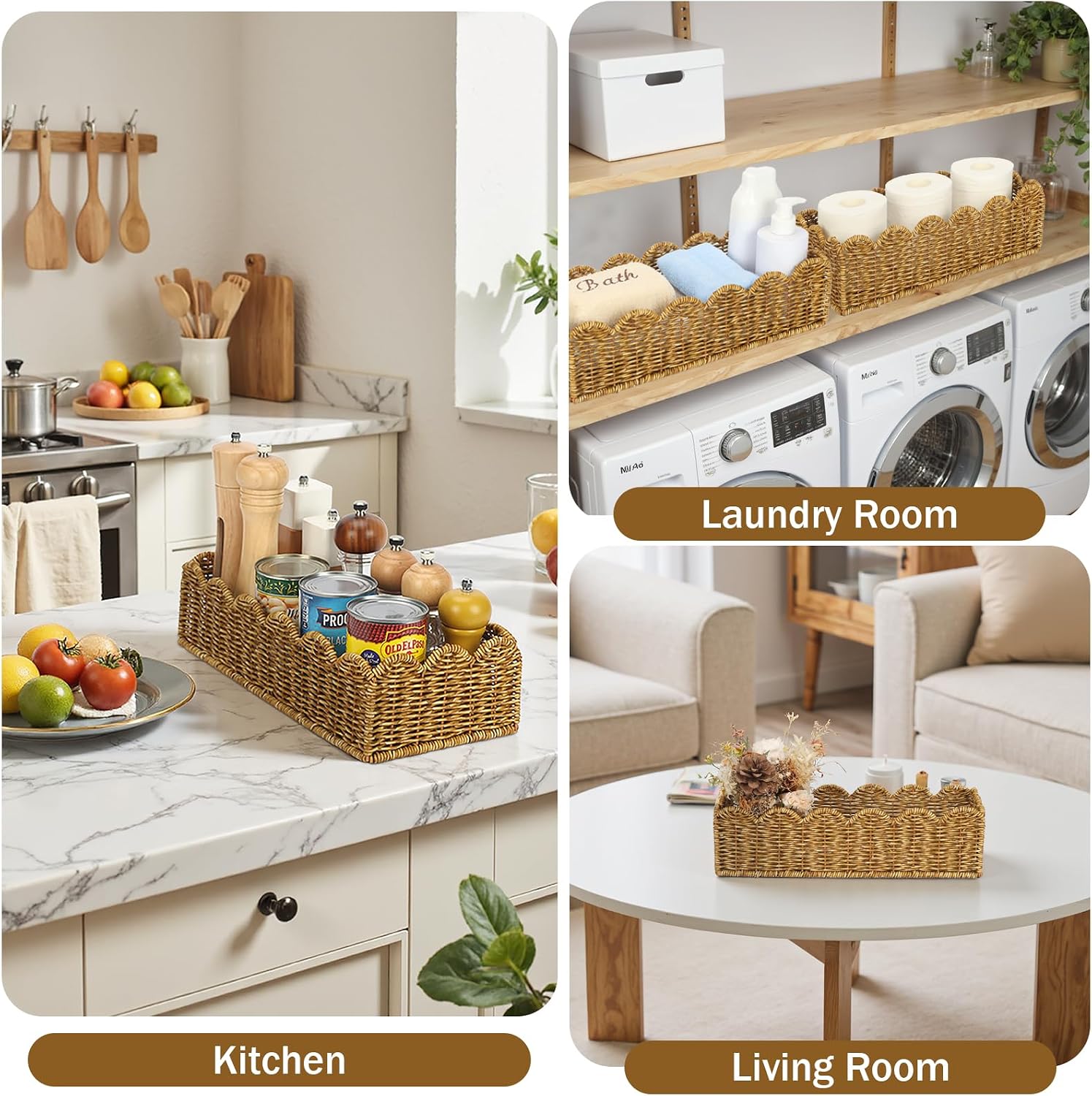 Scalloped Toilet Paper Basket / Set of 2