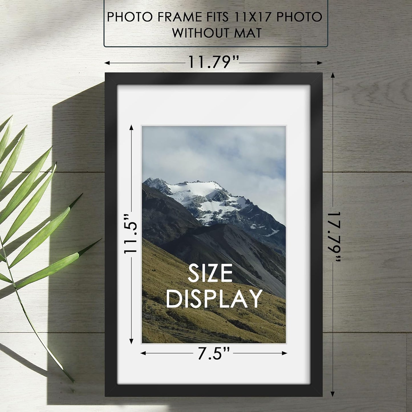 11x17 Picture Frame Sef of 10, for Wall Gallery Decor, Black | Display Pictures 8x12 with Mat or 11 x 17 Without Mat