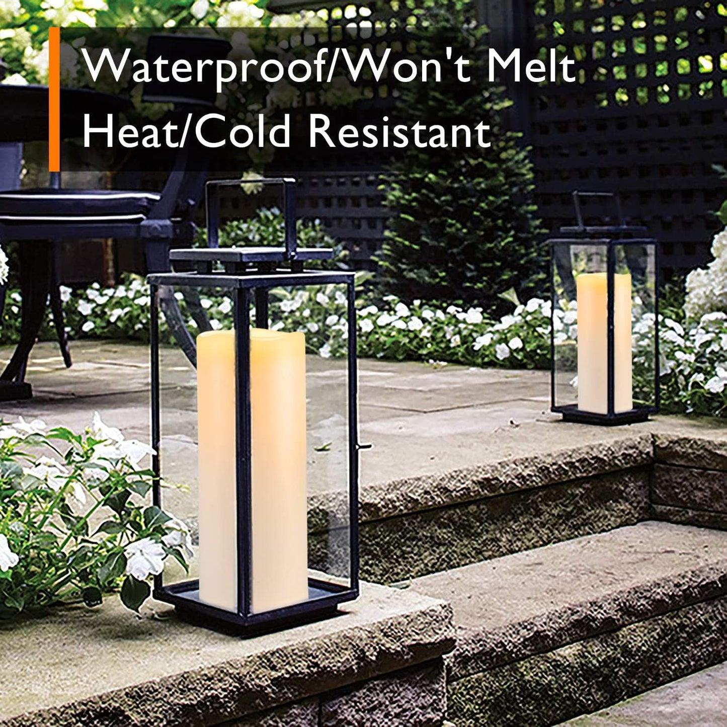 Homemory 10" x 4" Large Waterproof Outdoor Flameless Candles with Remote Control and Timer, Battery Operated Flickering