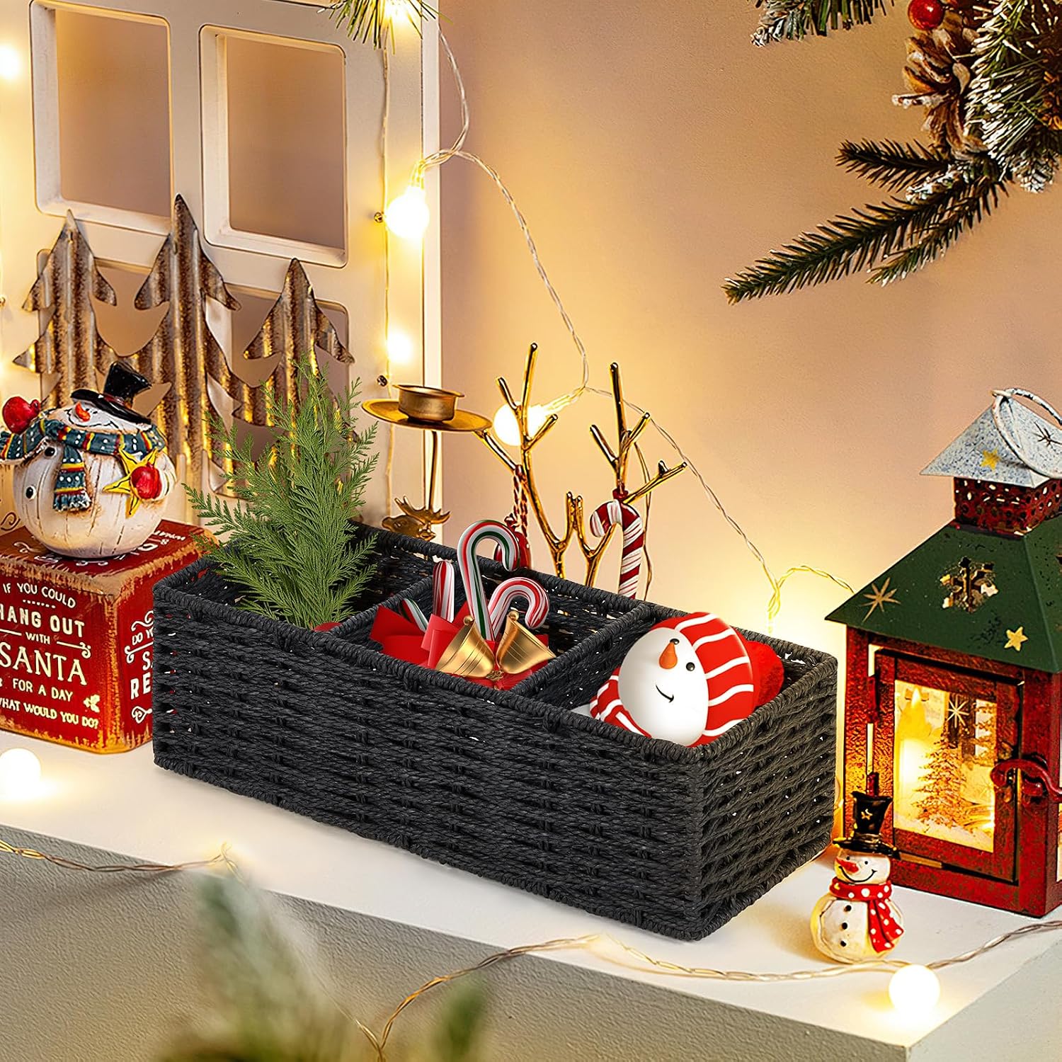 Paper Rope Bathroom Baskets / Black