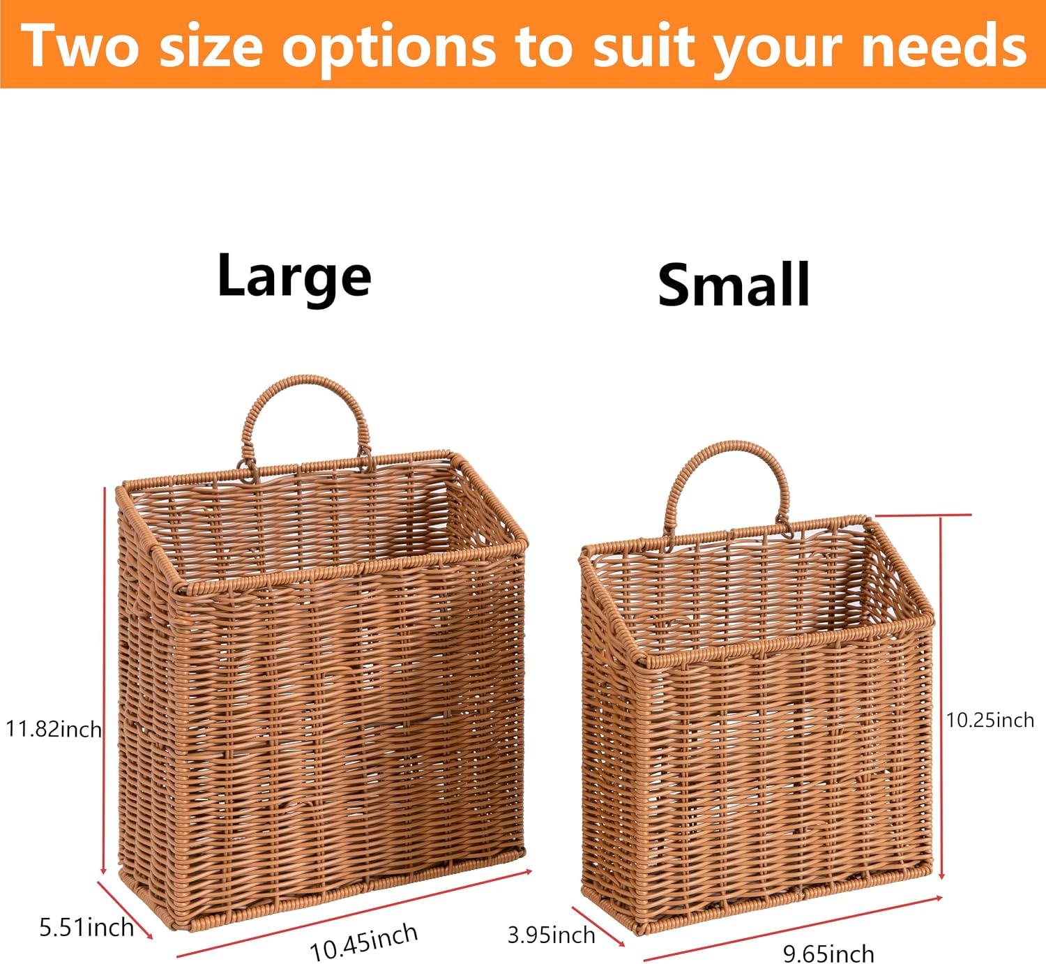 Handmade Rattan Hanging Wall Baskets / L+M / Set of 2