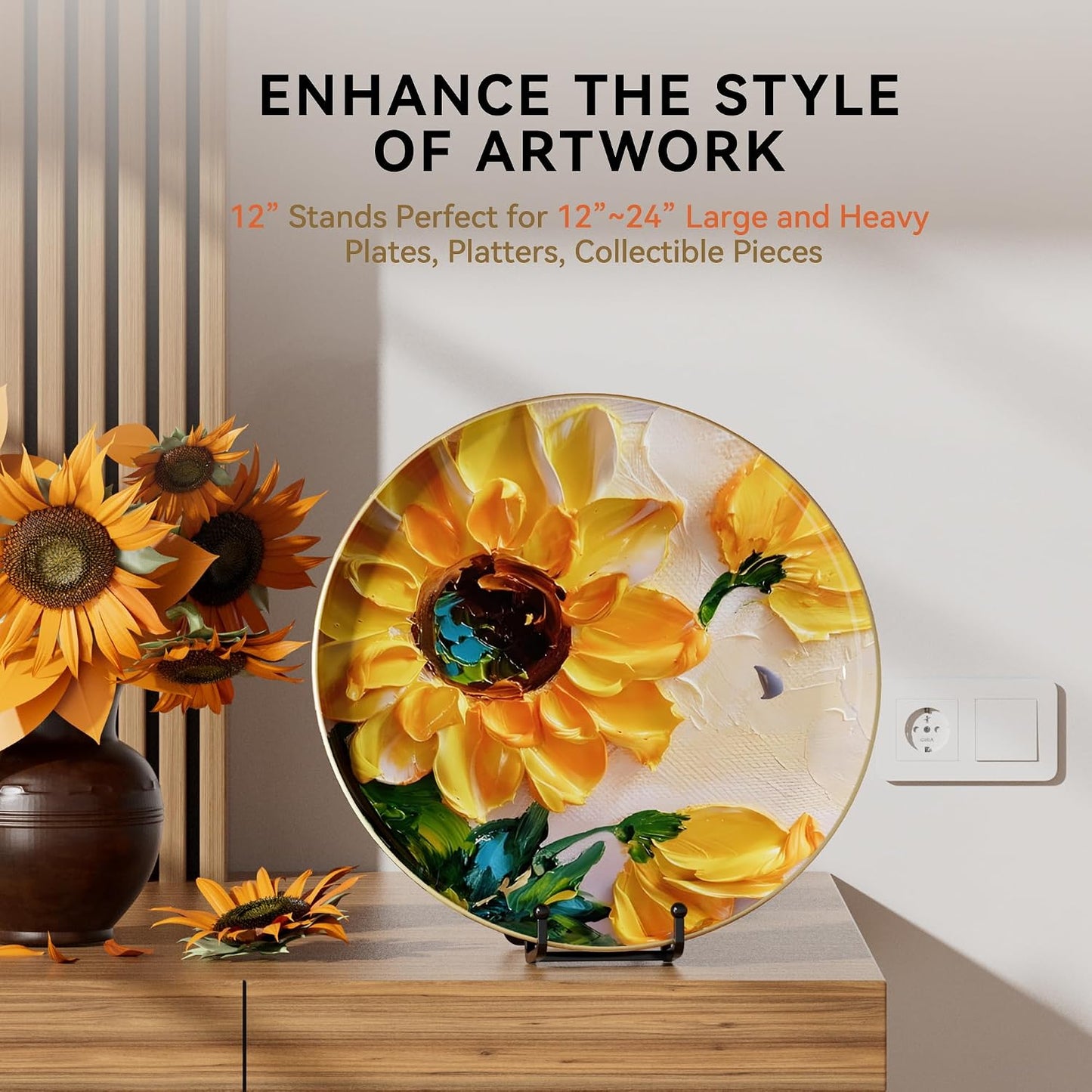 IPAME 12 Inch Large Plate Stands for Display - Metal Picture Frame Easel Stands for Plates, Books, Platters, Plaques