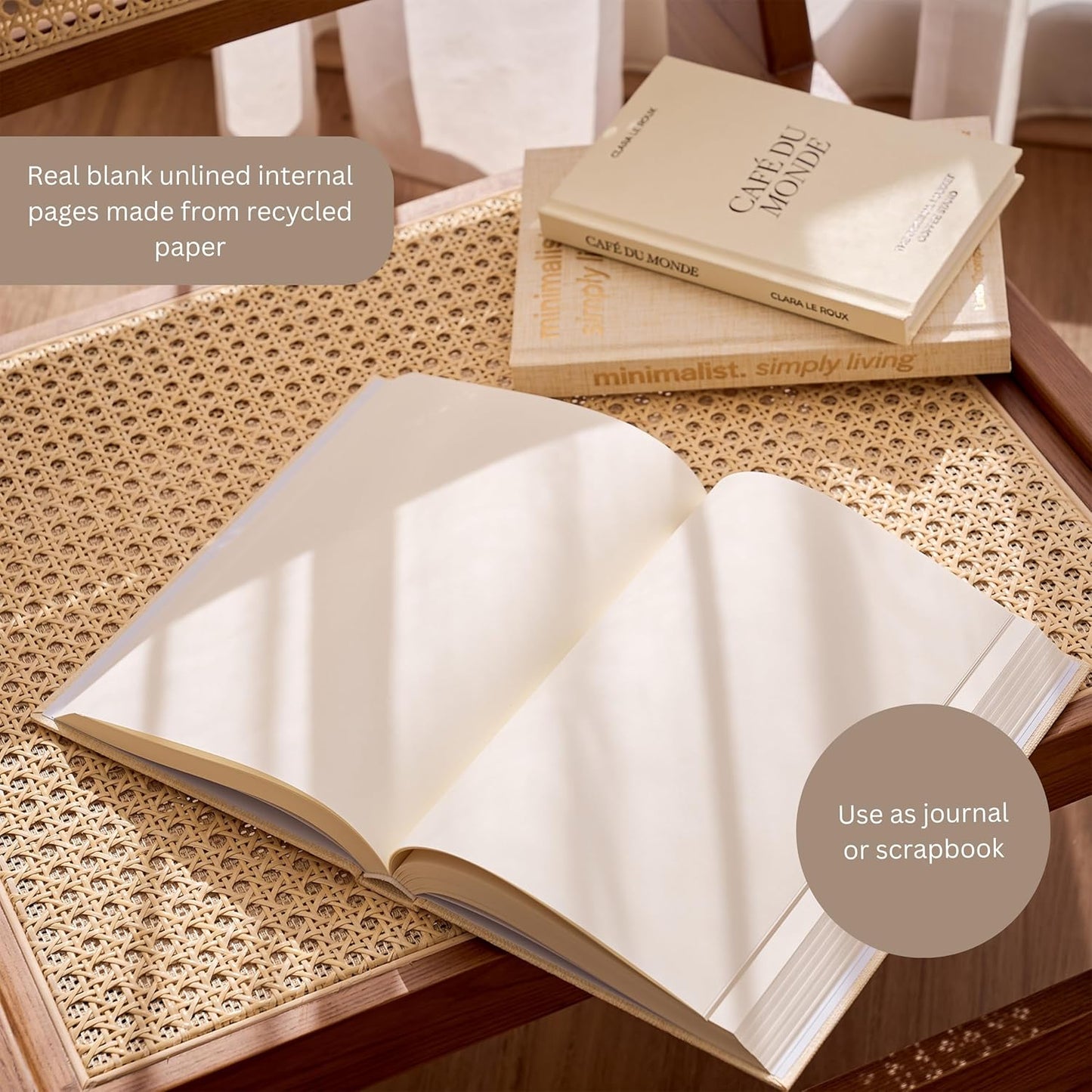 Decorative Coffee Table Books / Beige Monochrome / Set of 3