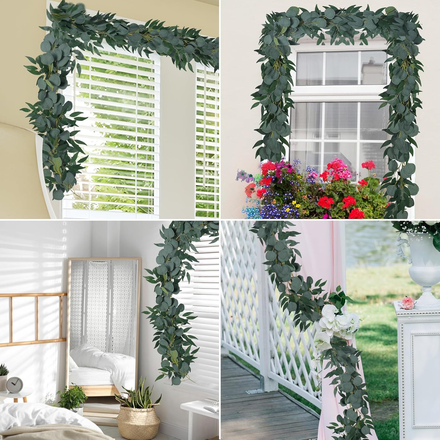 Artificial Eucalyptus Garland / Willow Leaves Eucalyptus Garland / Set of 2
