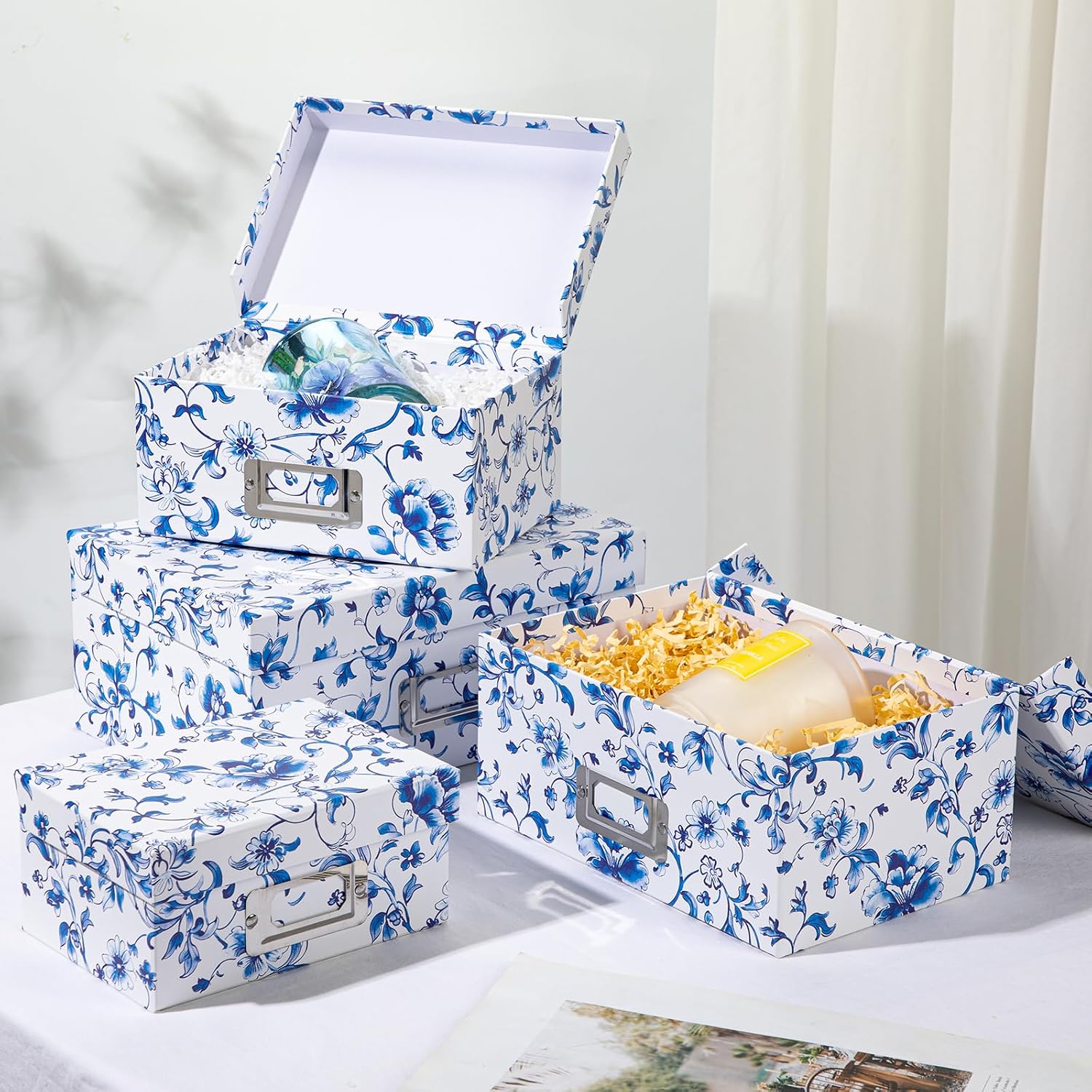 Blue and White Porcelain Storage Boxes / Blue and White70 / Set of 4