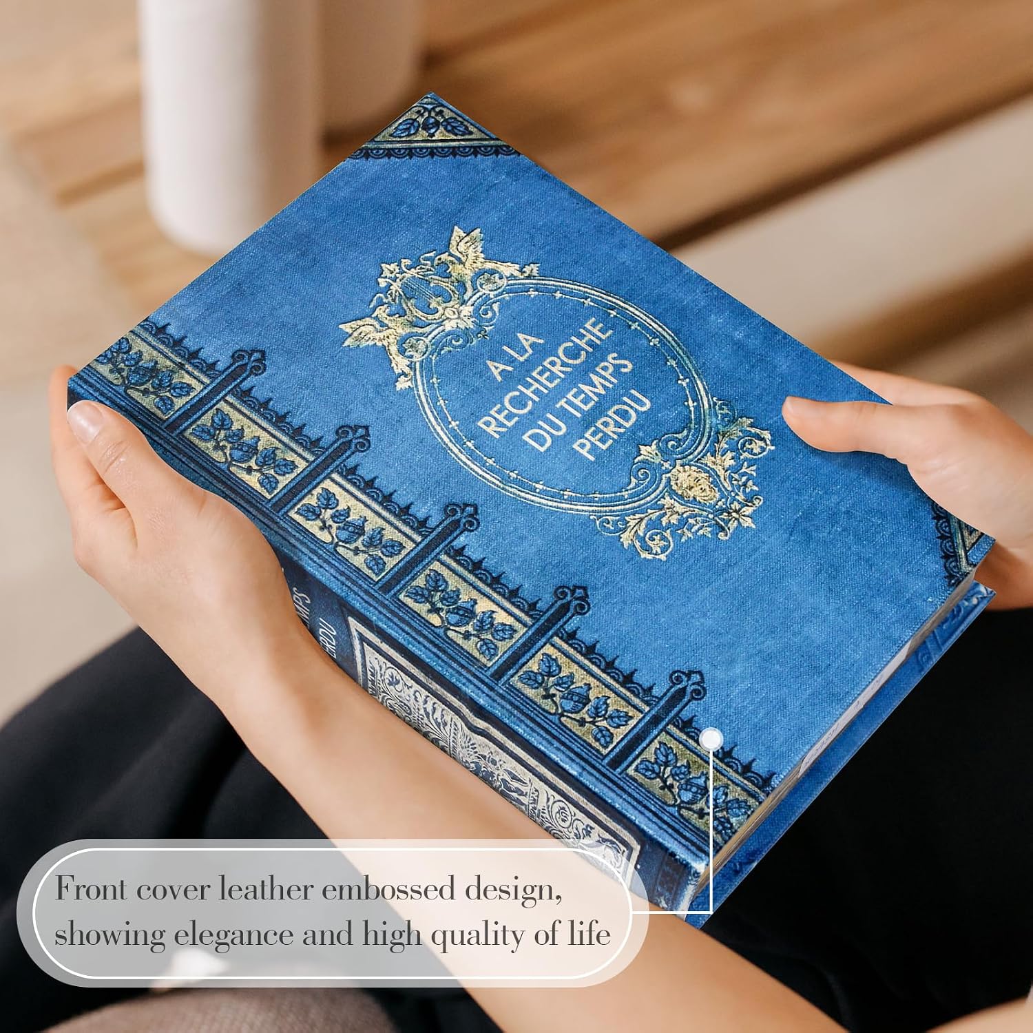 Book Box Decorative Storage Box Faux Wood / Literary Works - Blue