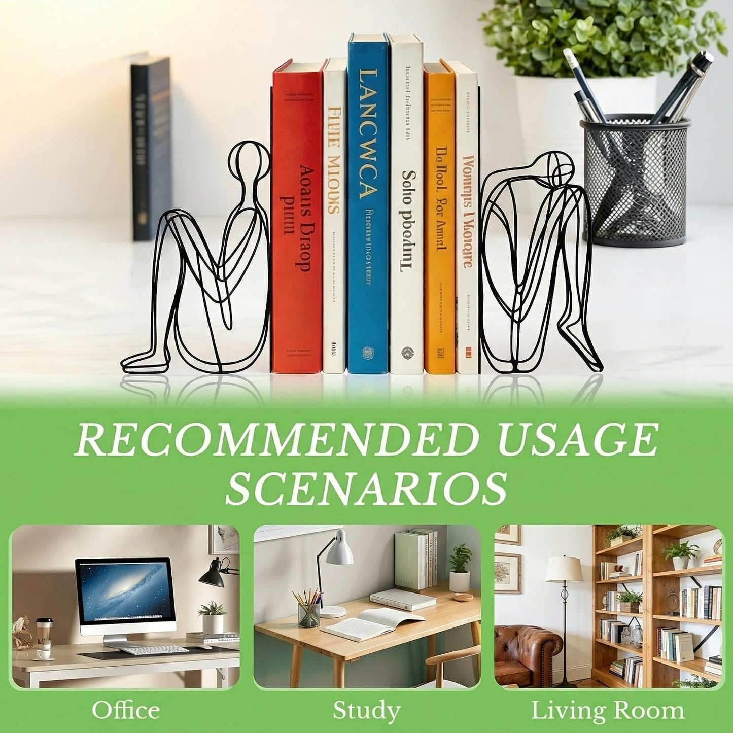 Metal Bookends Abstract Modern Book Ends Decorative Bookend / Minimalist