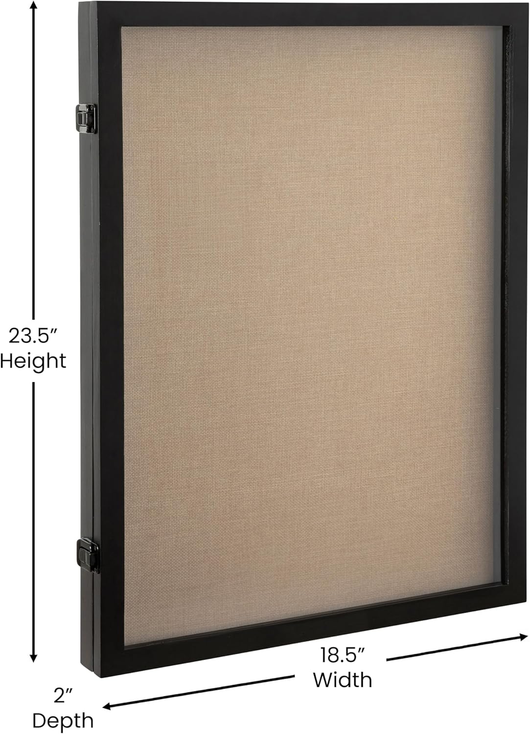 Flash Furniture Peyton Shadow Box Display Case, Solid Pine Wood Frame, Powder Coated Latch and Hinges, Foam Back with