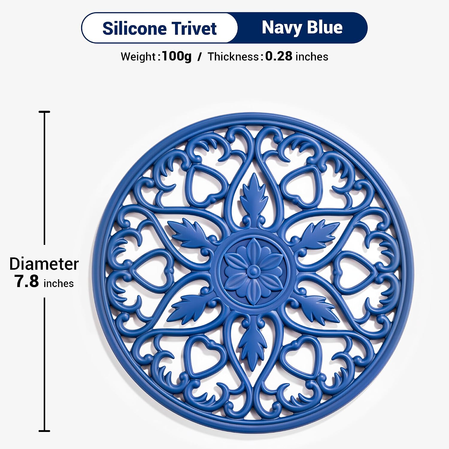 SMARTAKE 6 Set Silicone Trivet Mats for Hot Dishes Pots Pans (Navy Blue) | Heat Resistant Pots and Pans Holders