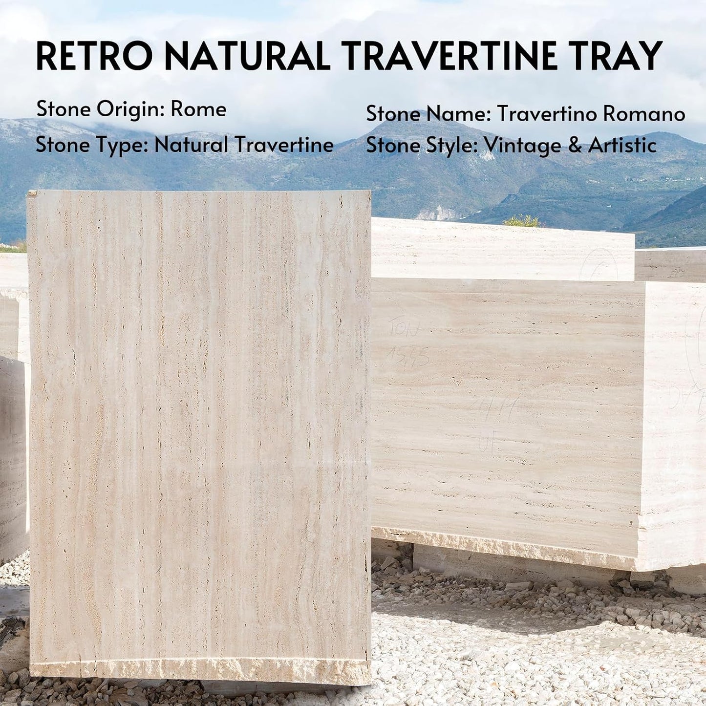 Bookends / Marble Square Book Ends / Square Beige Travertine