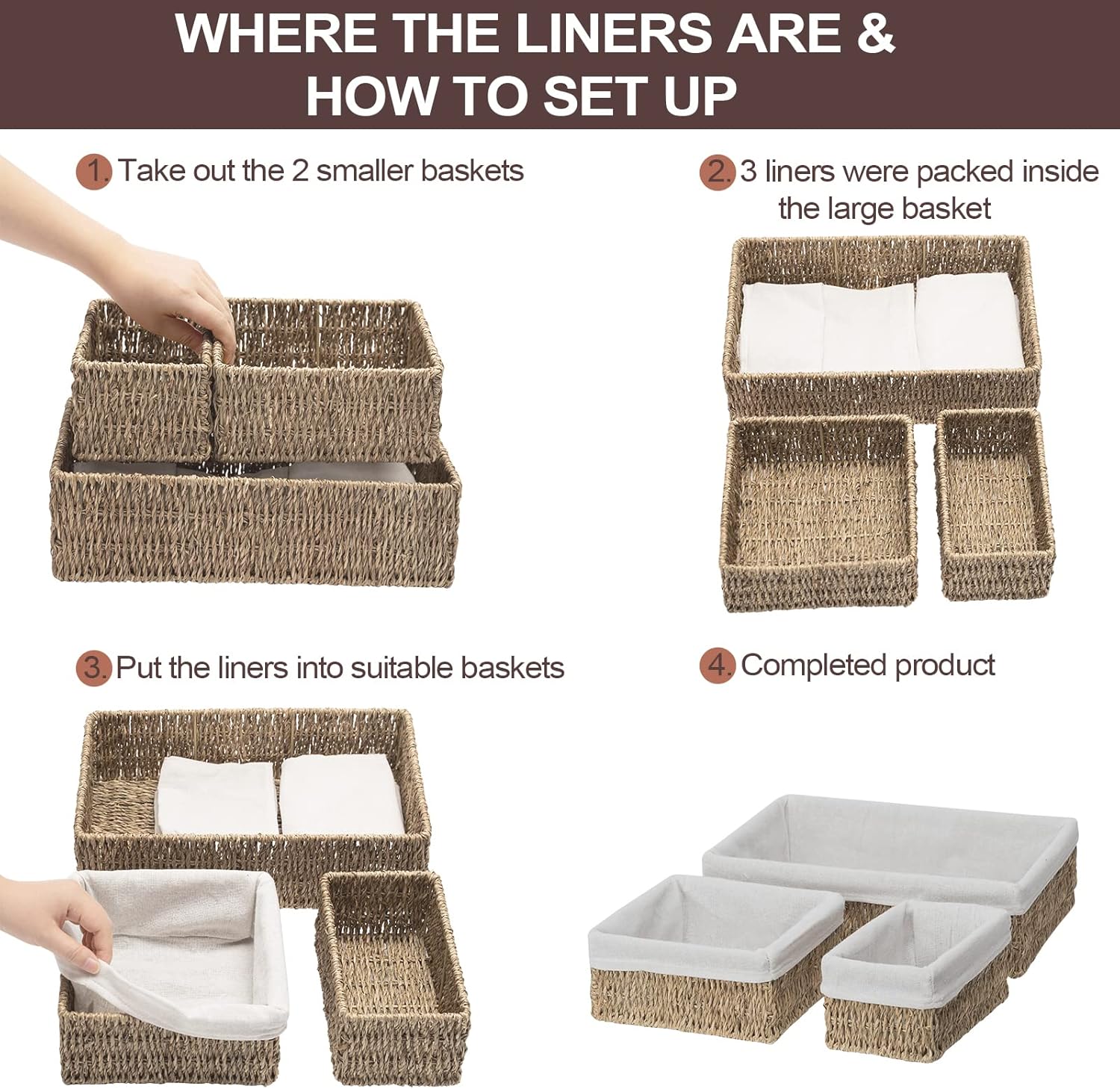 Hand-woven Nesting Wicker Baskets Set / Natural