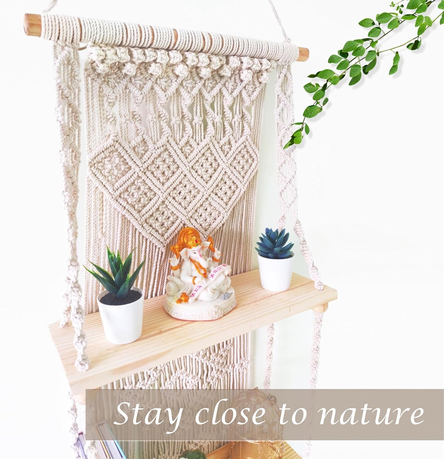 Handmade of Woven Rope Boho Shelves Organizer / Tier 3