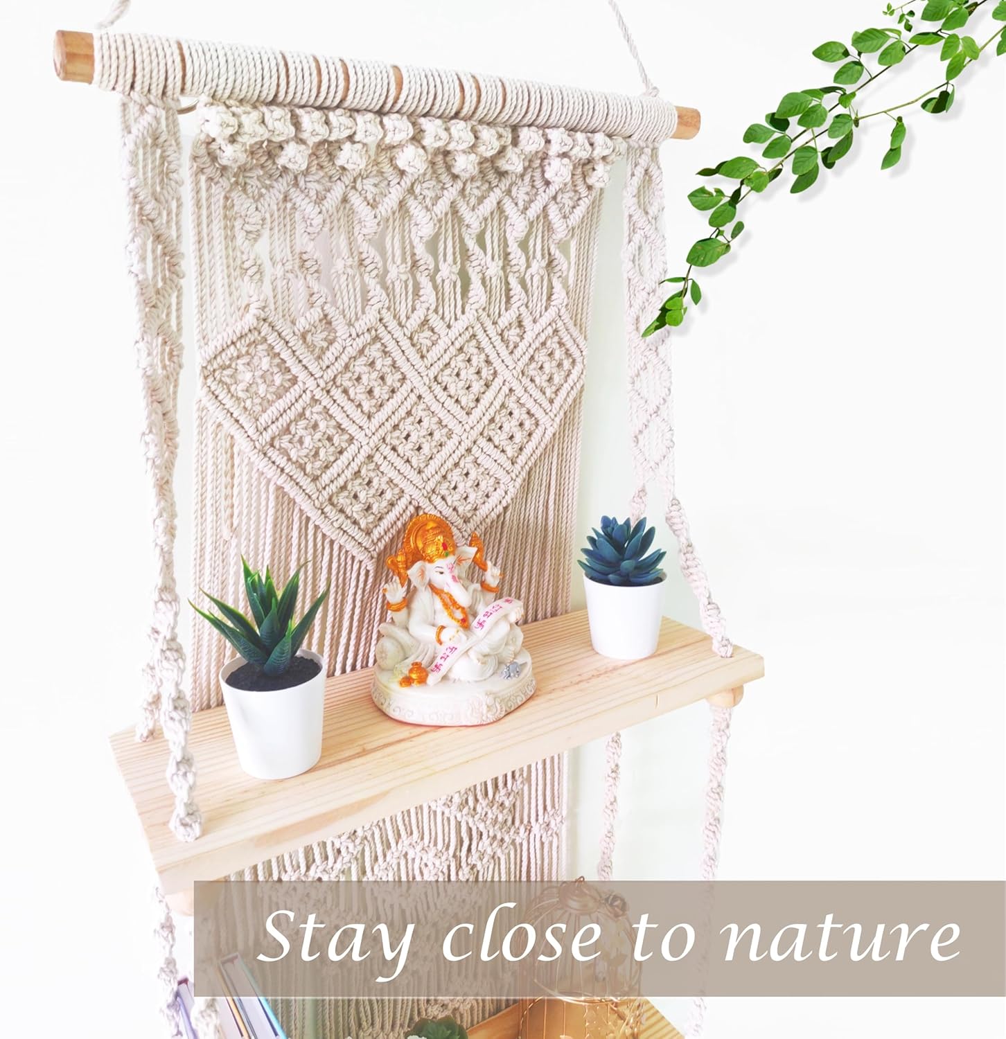 Handmade of Woven Rope Boho Shelves Organizer / Tier 3