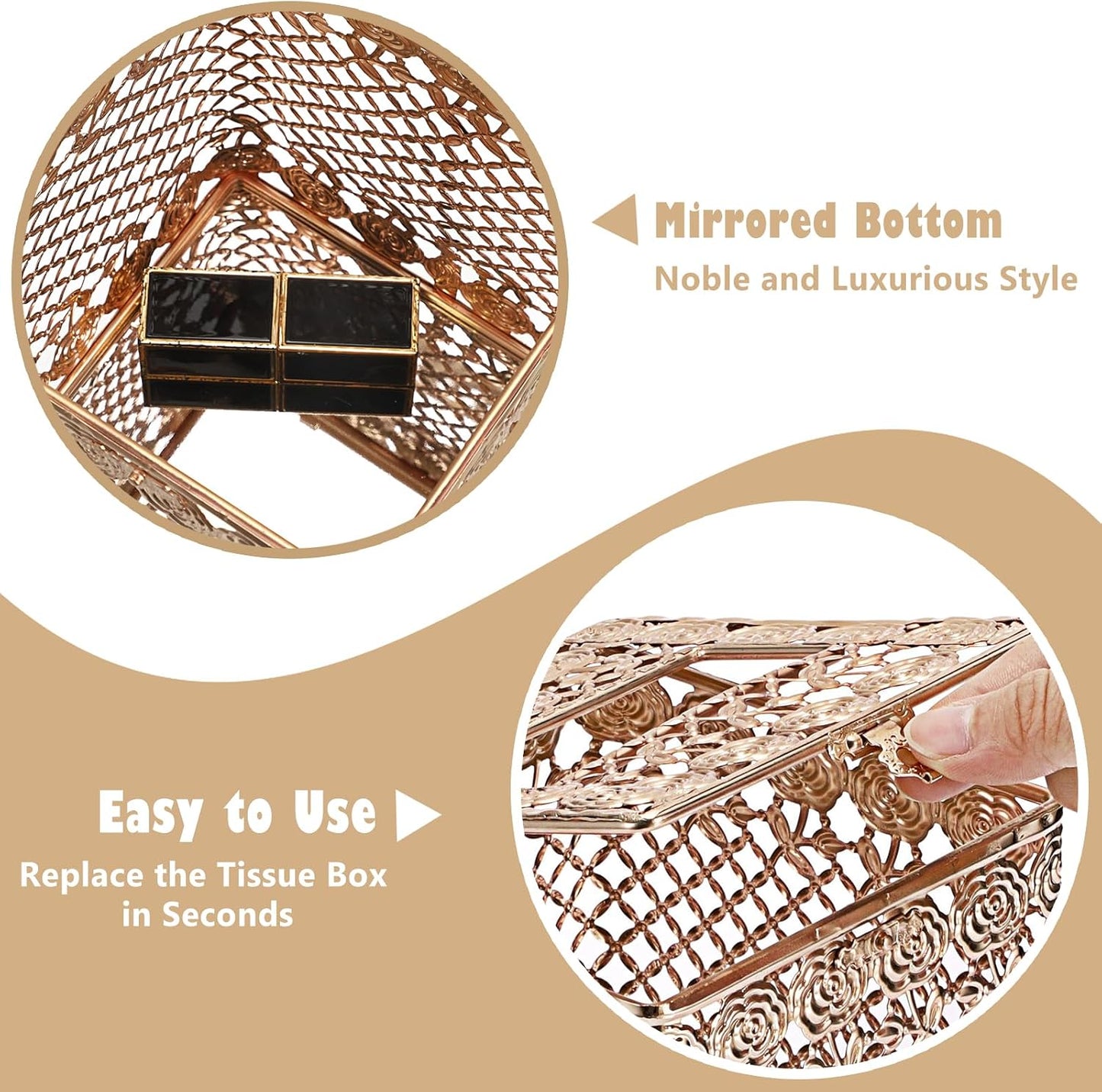 Metal Tissue Holder / Gold / 5 x 5 x 5.8
