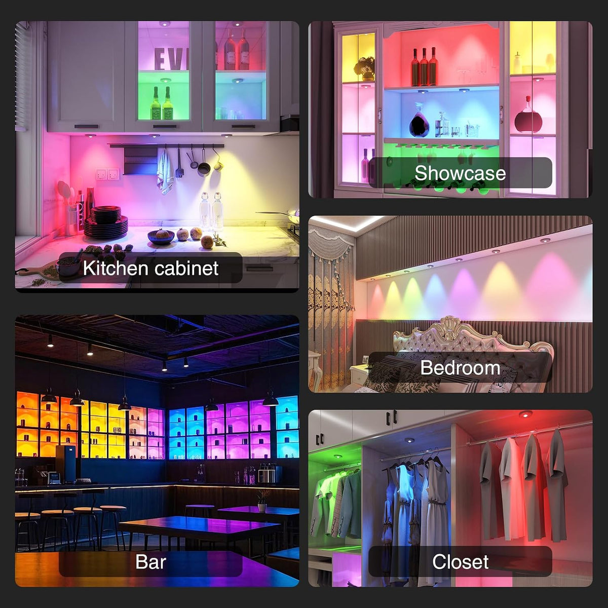 RGB Puck Lights with Remote Control, 2000mAh Rechargeable Stick on Led Lights, 9 Colors & 2 Dynamic, Tap Light with