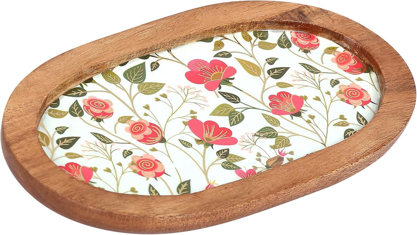 Wooden Small Serving Tray / White