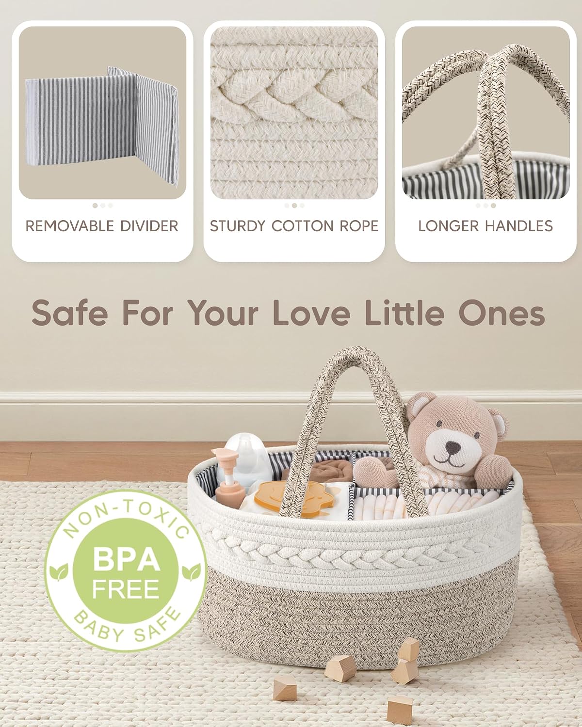 Cotton Rope Baby Gift Basket / Large / Brown