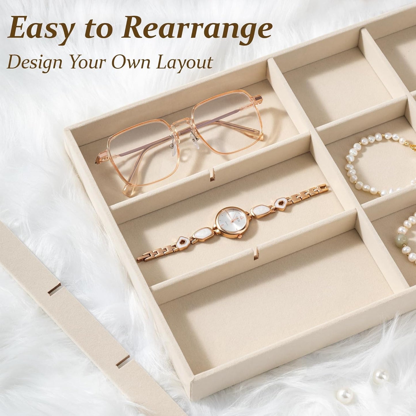 Drawer Jewelry Organizer & Display Trays / 12 Grids + 12 Grids / 13.8 x 9.4 x 1.2 / Set of 2