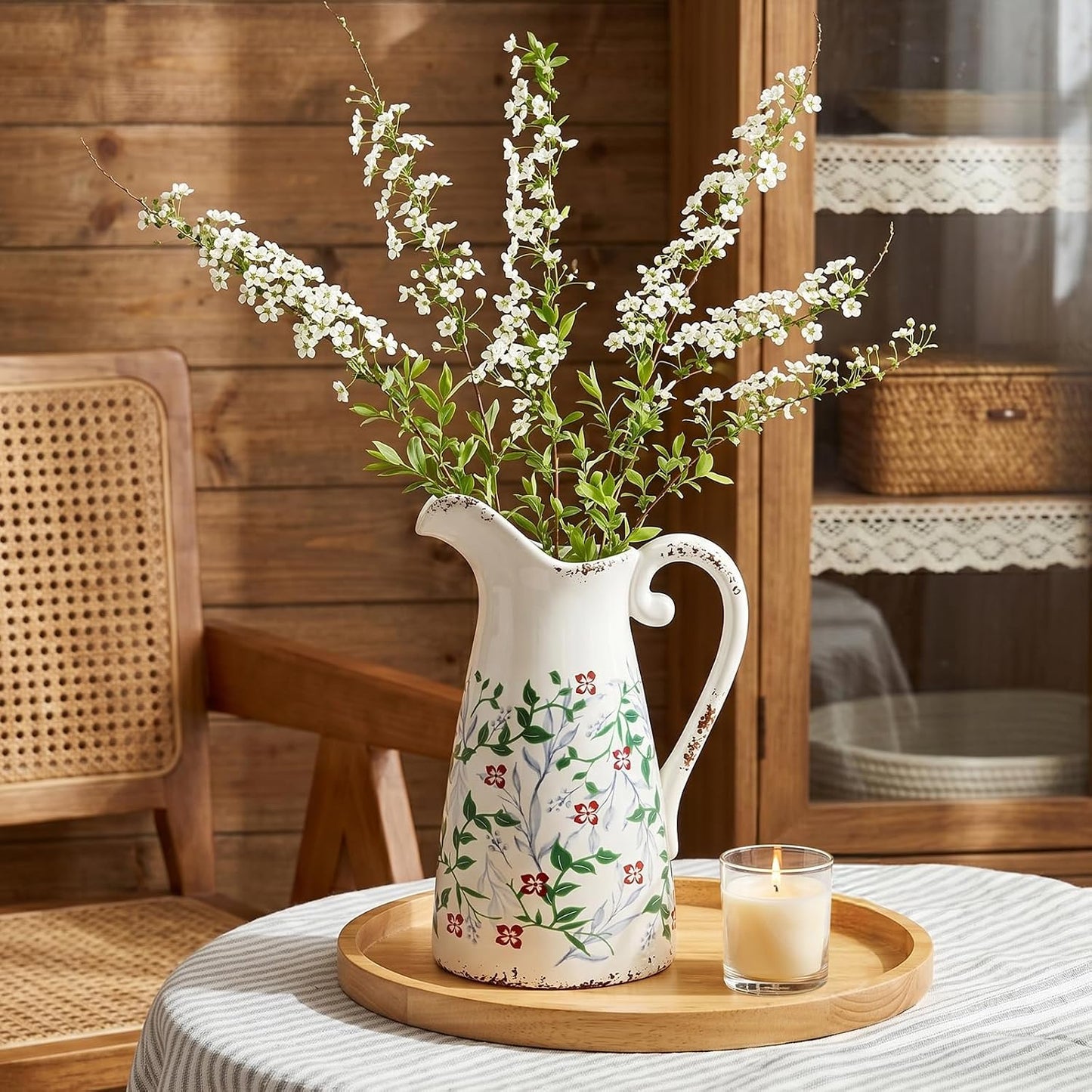 Vintage Floral Vase / 10 Inch