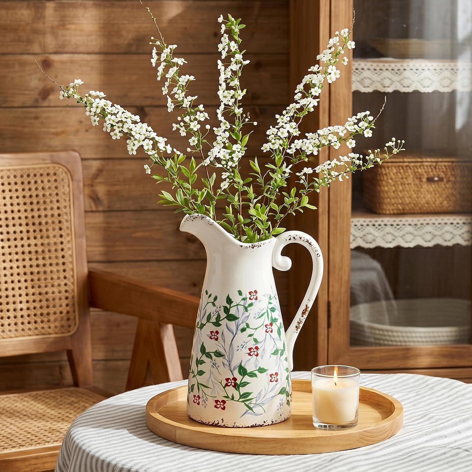 Vintage Floral Vase / 10 Inch