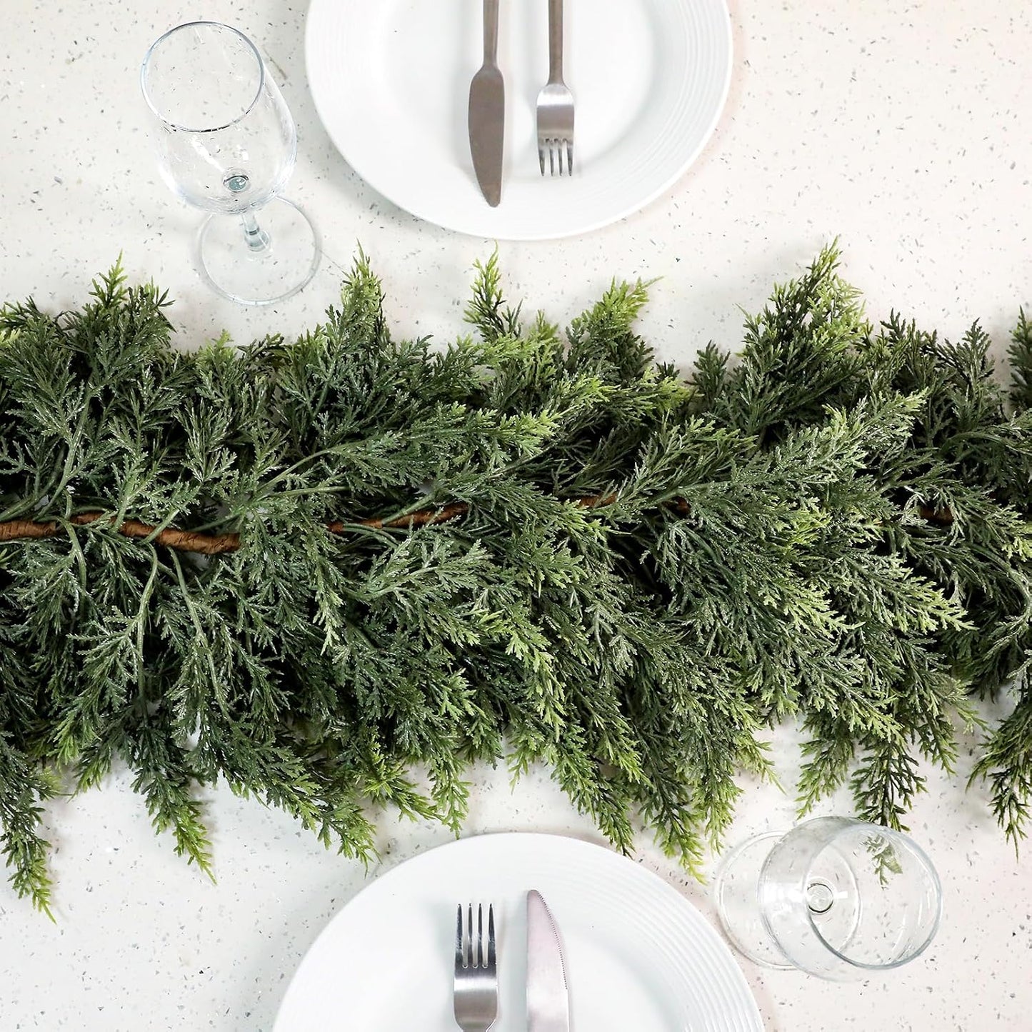1 Pcs 9 ft Artificial Christmas Cedar Garland | Thick & Lush, Simulation Faux Cedar, Green Fake Pine Needles Garland
