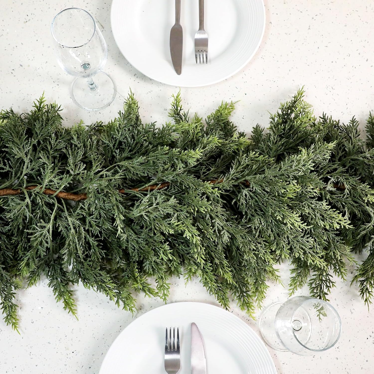 1 Pcs 9 ft Artificial Christmas Cedar Garland | Thick & Lush, Simulation Faux Cedar, Green Fake Pine Needles Garland