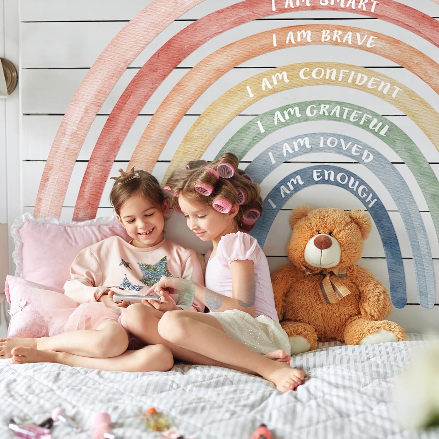 Watercolor Large Rainbow Wall Decal Classroom Wall Decor / Cute / 76.77 x 47.24