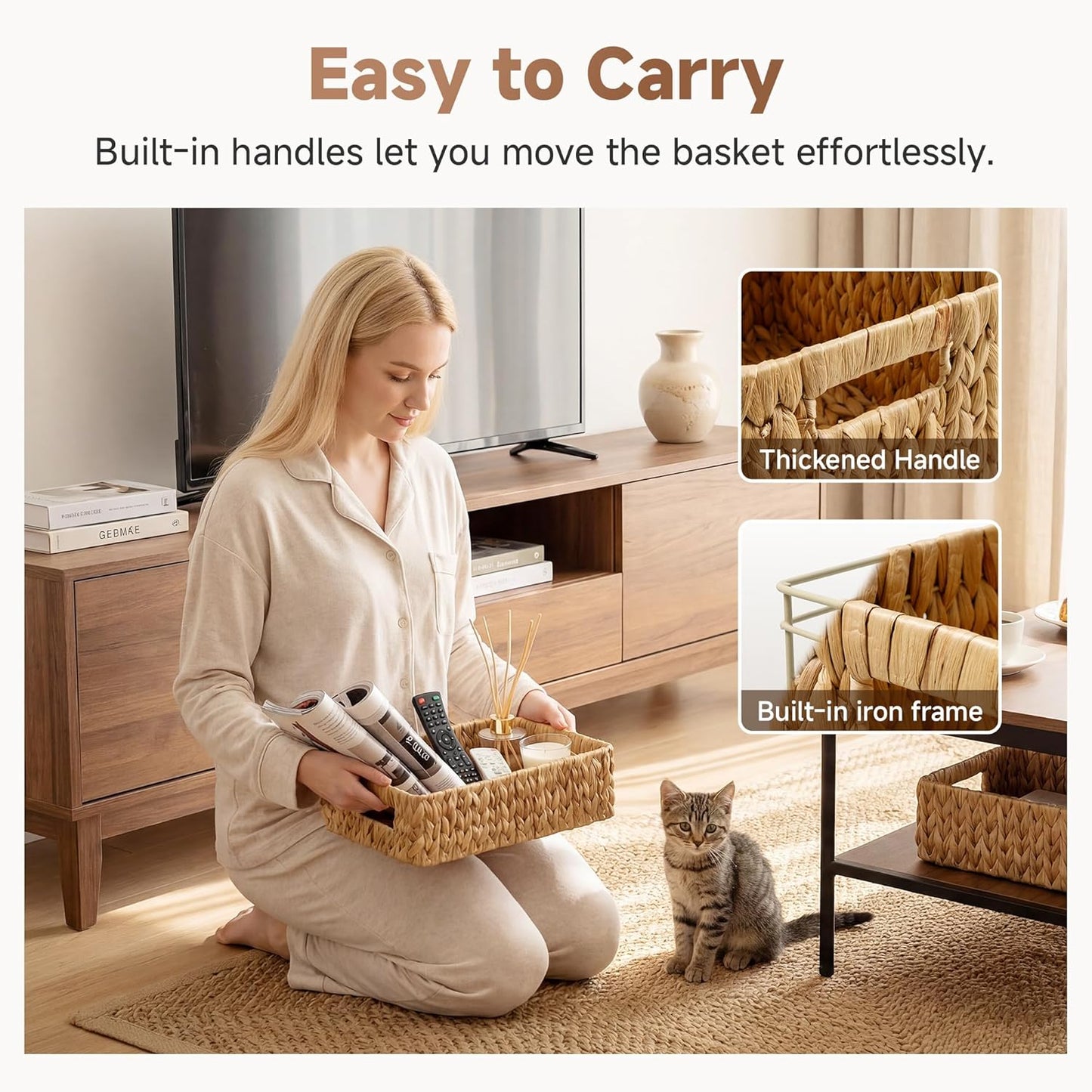 Small Wicker Baskets for Organizing in Living Room and Shelf / Natural / 2 x 11 / Set of 2
