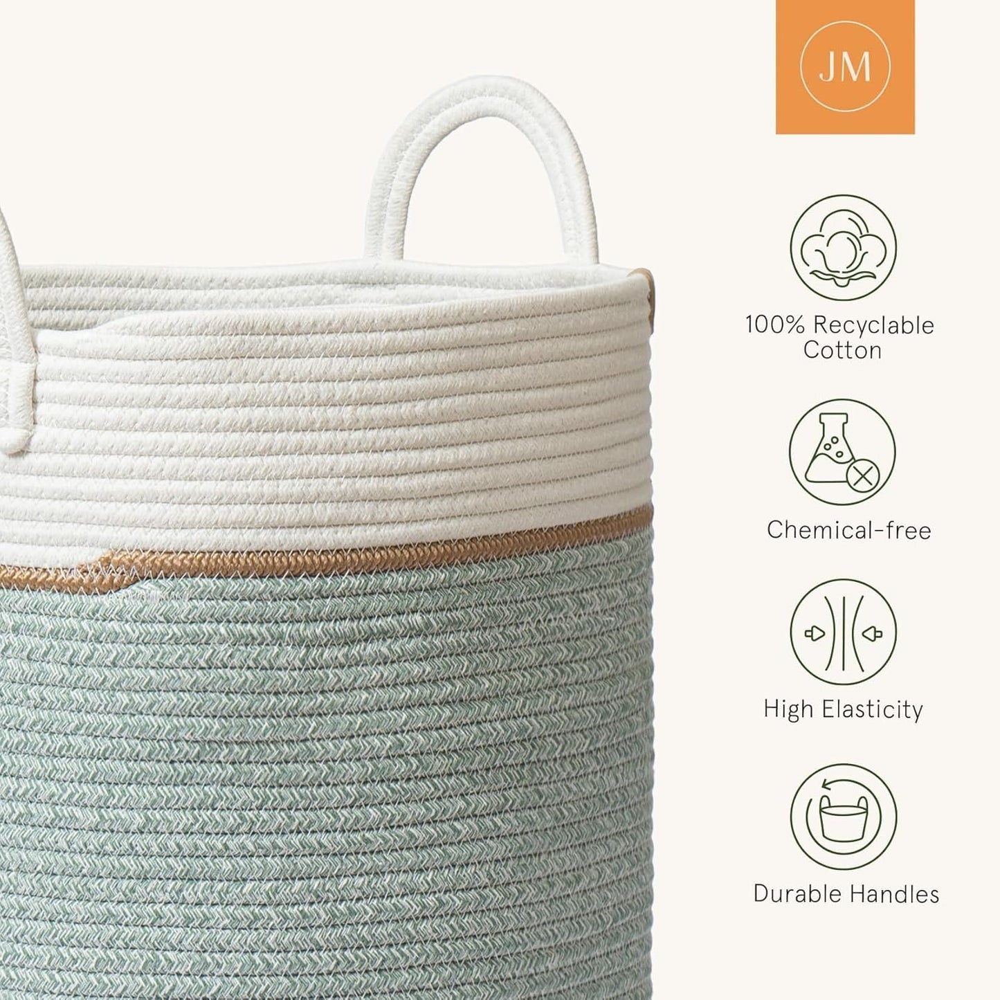 Woven Basket Rope Storage Baskets / Ivy Green / XL