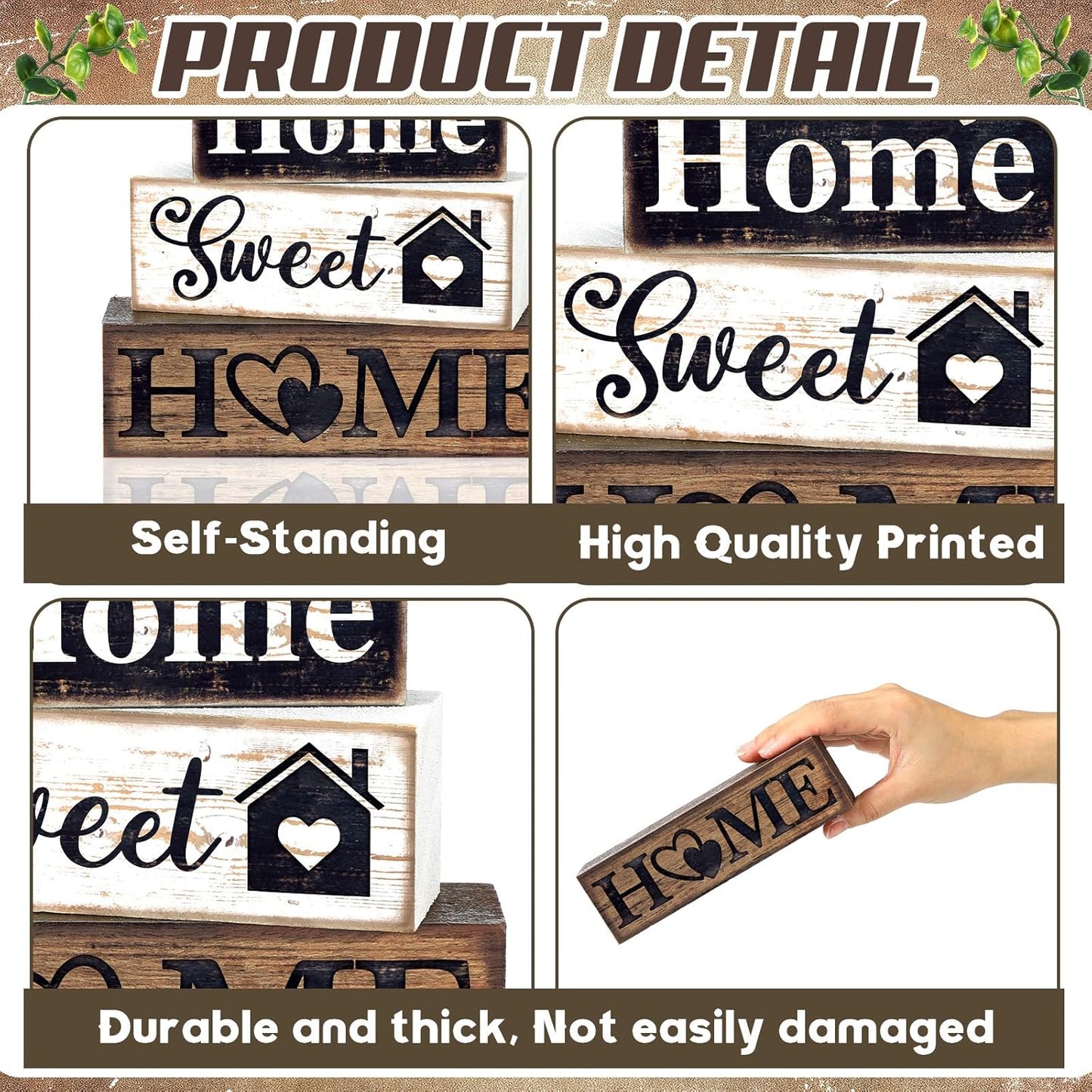 Farmhouse Wooden Tabletop Decor Farmhouse Tiered Tray Decor Rustic / Sweet Home / Set of 4