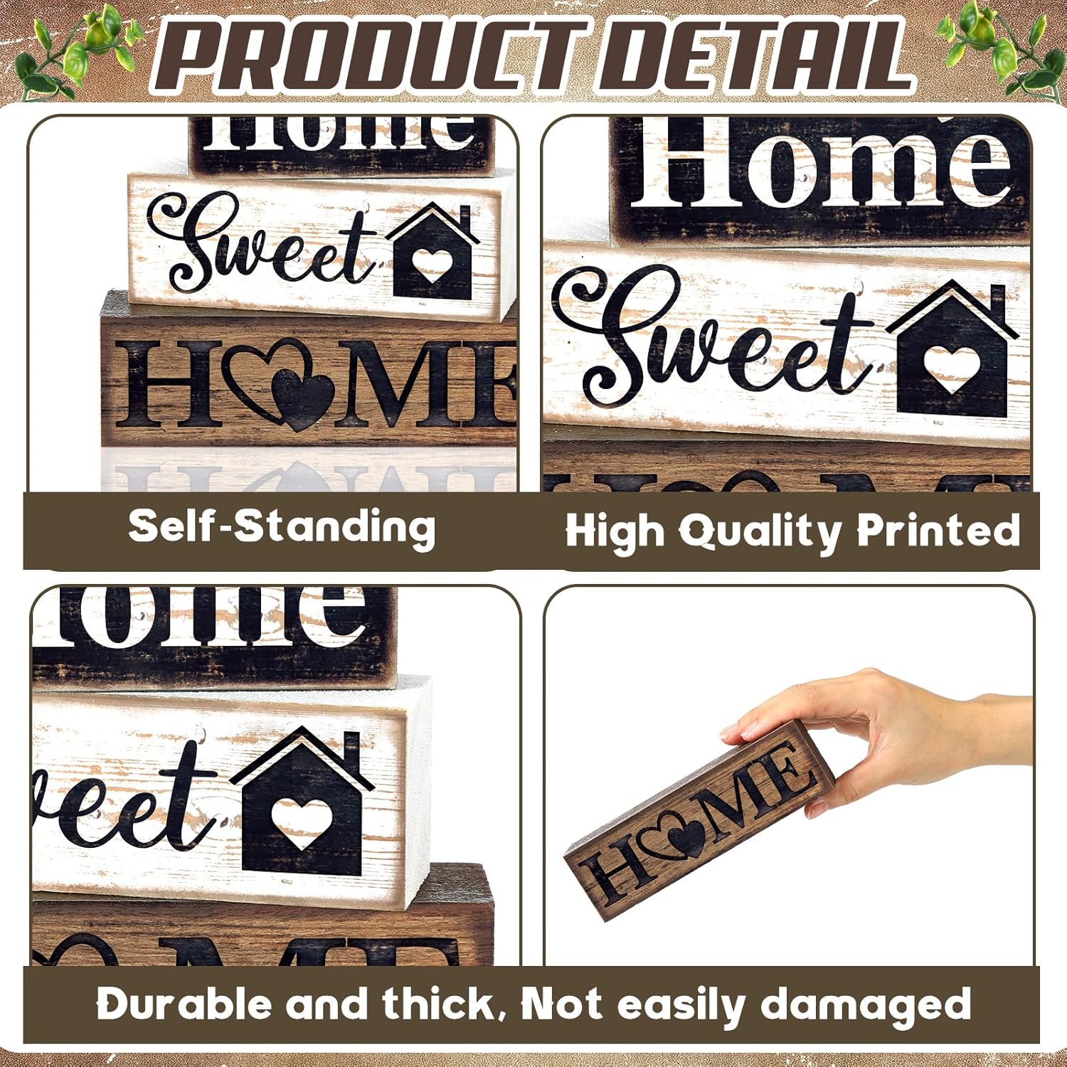 Farmhouse Wooden Tabletop Decor Farmhouse Tiered Tray Decor Rustic / Sweet Home / Set of 4