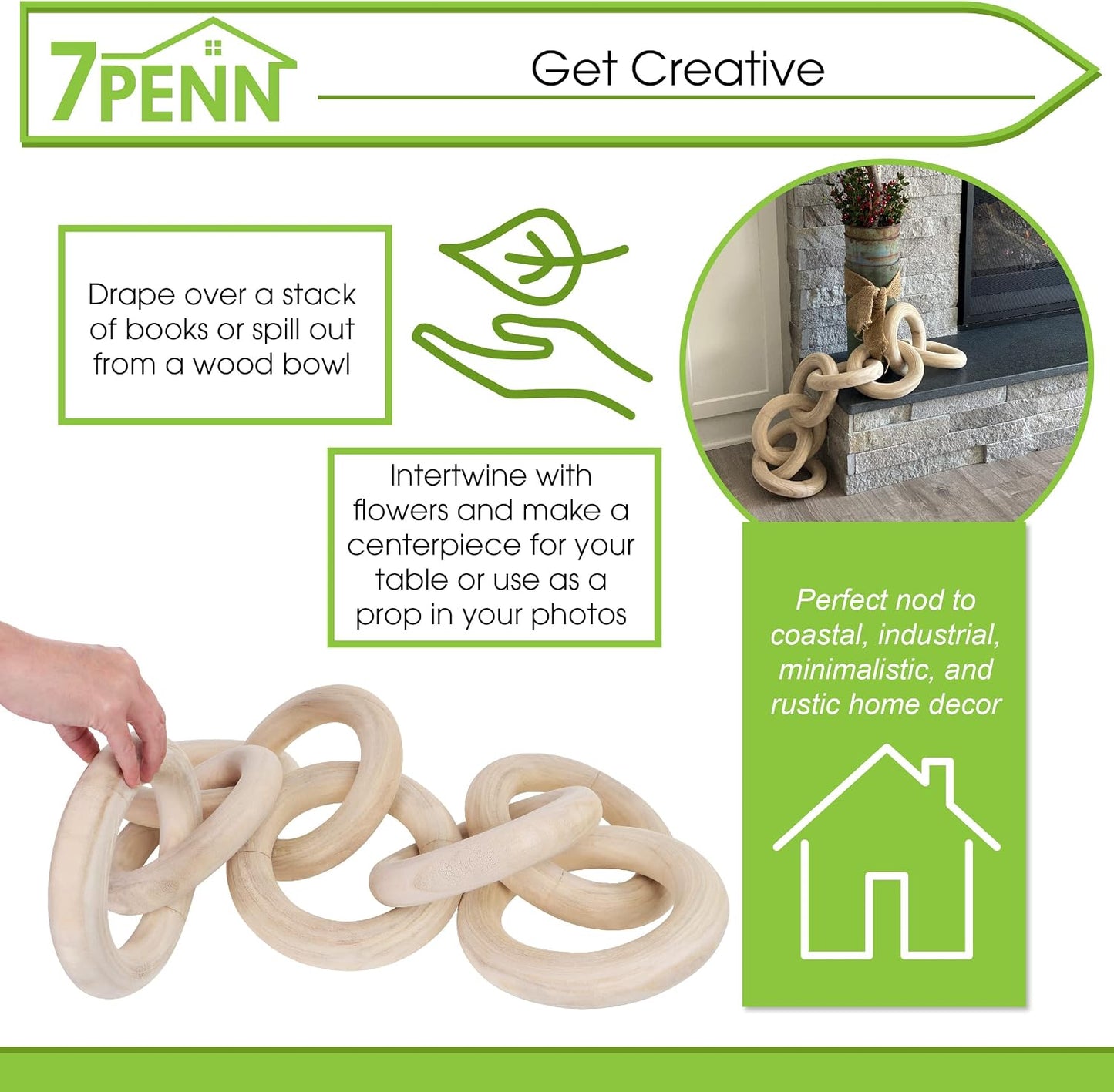 Wood Chain Link Decor / Large