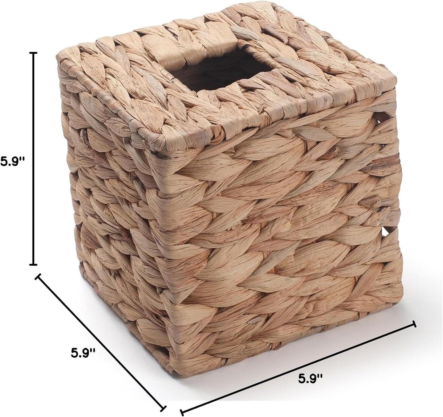 Water Hyacinth Tissue Box Cover Square Decorative Woven Tissue Box Holder / 5.9 x 5.9 x 5.9