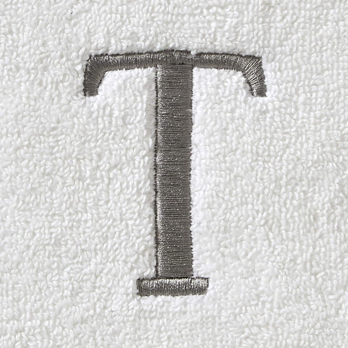 SKL Home Casual Monogram Hand Towel Set-2pc, Embroidered T, White | Available in letters A-Z. Personalized style for