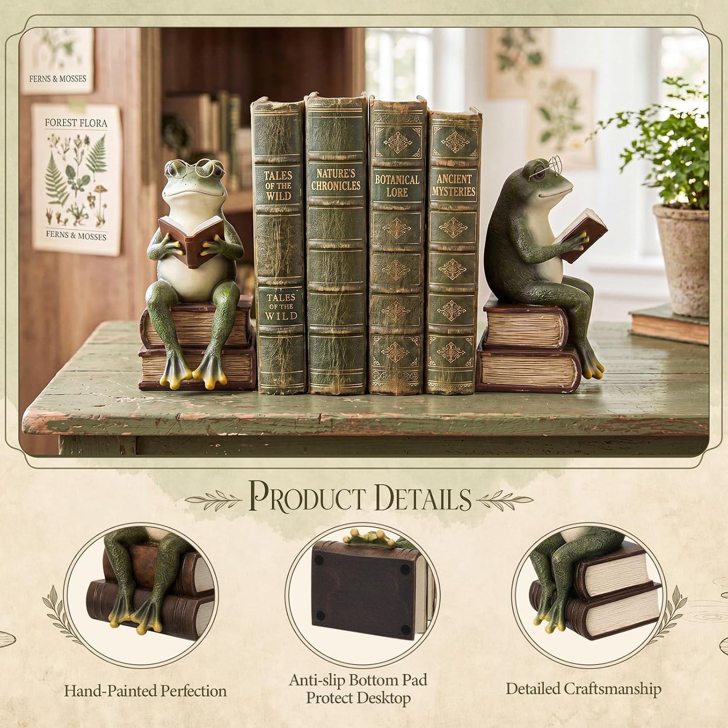 Frog Decorative Bookend 7.2'' Heavy Duty Book End Frog Book Stopper