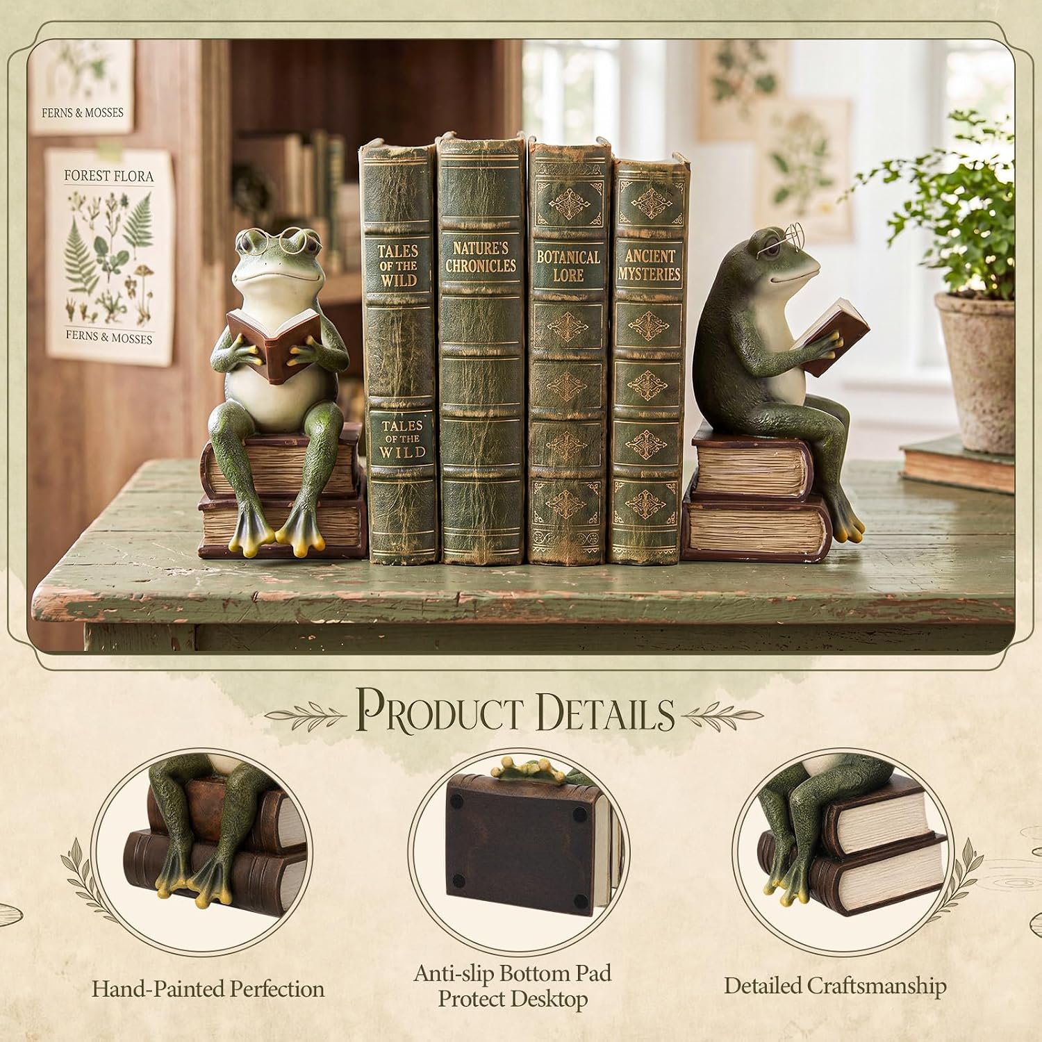 Frog Decorative Bookend 7.2'' Heavy Duty Book End Frog Book Stopper