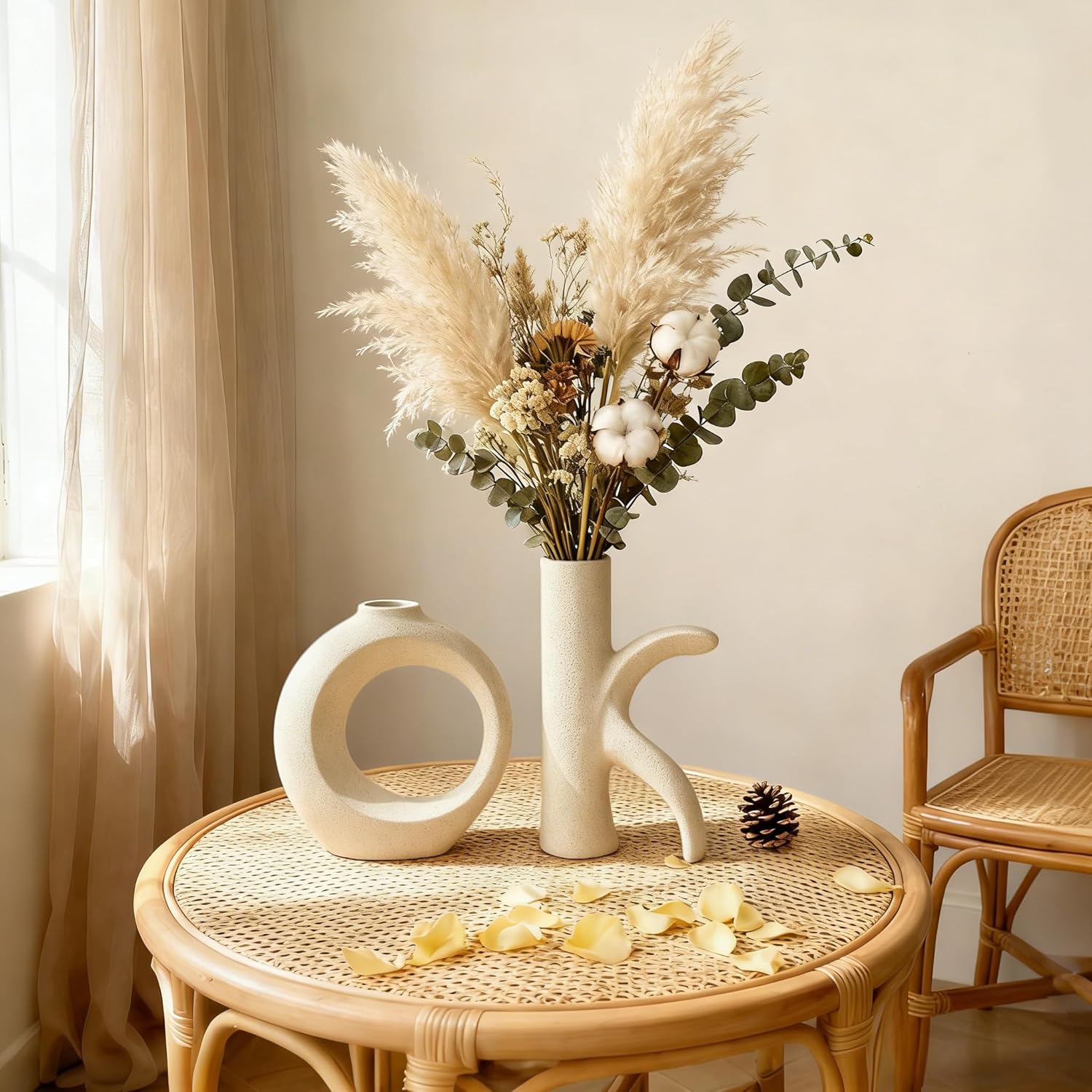 Assemble OK Ceramic Vase / Beige White / Set of 2