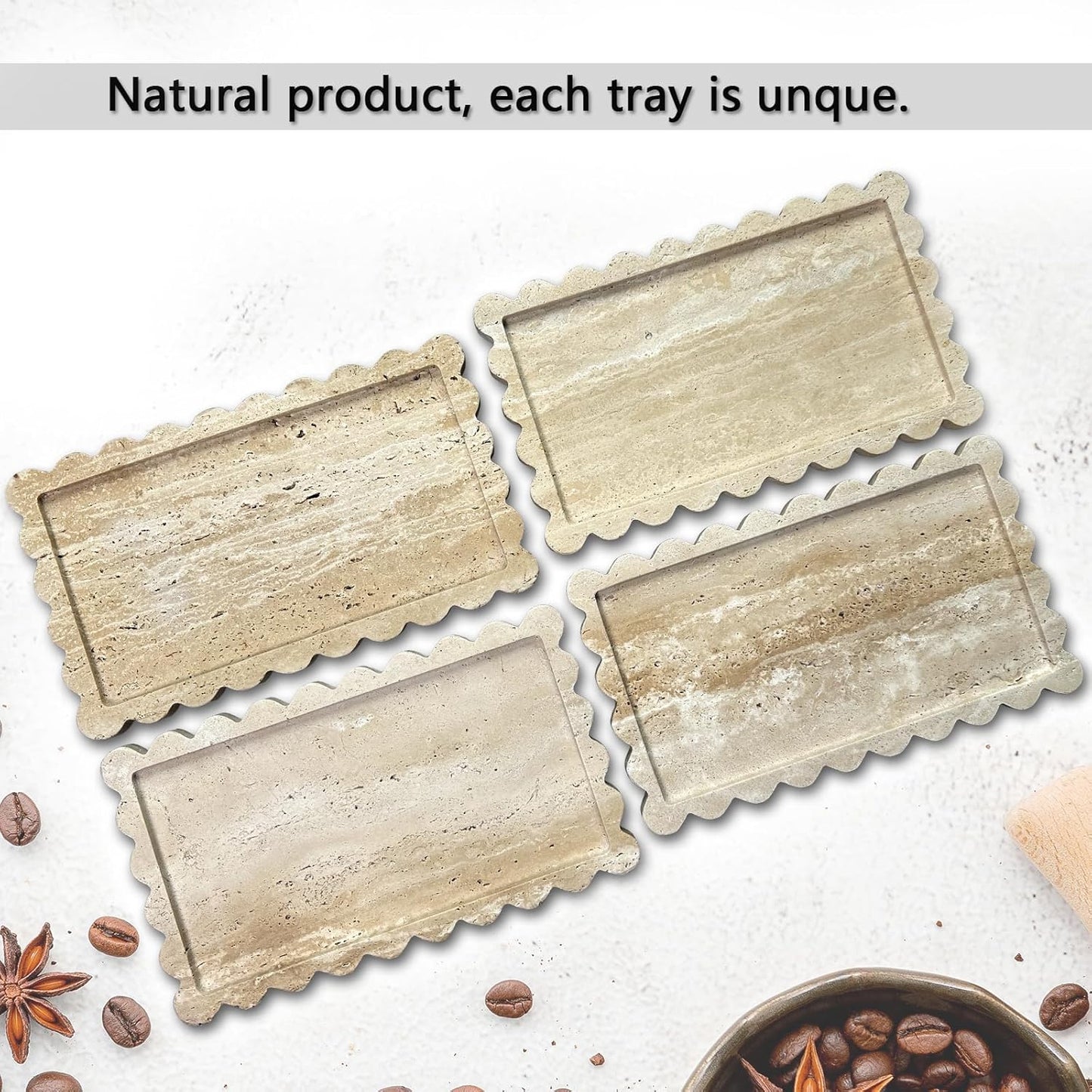 Large Travertine Tray / Beige Travertine / 13.4 x 8