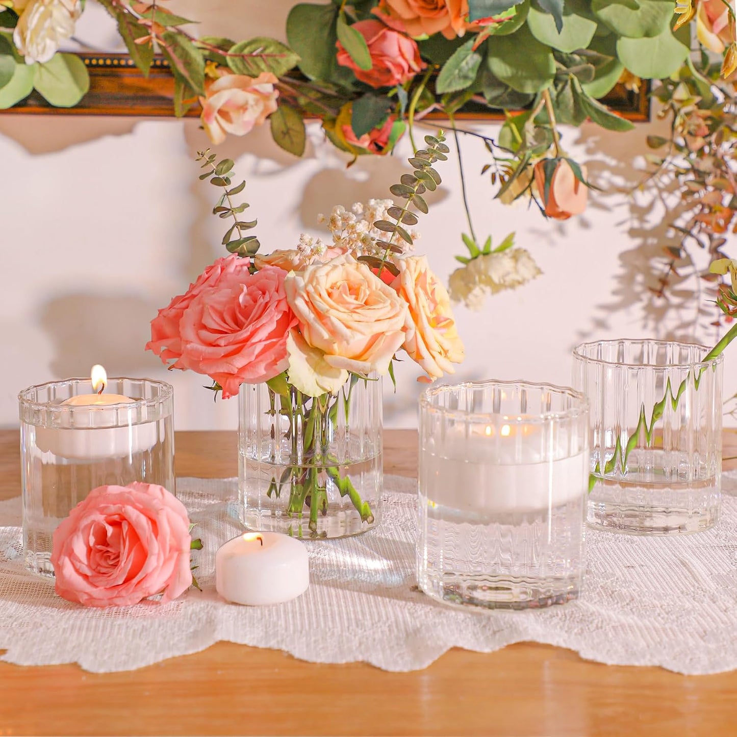 Mini Glass Cylinder Vases Tall / 4 Inch Tall / Clear / 3.9 Inch / Set of 6